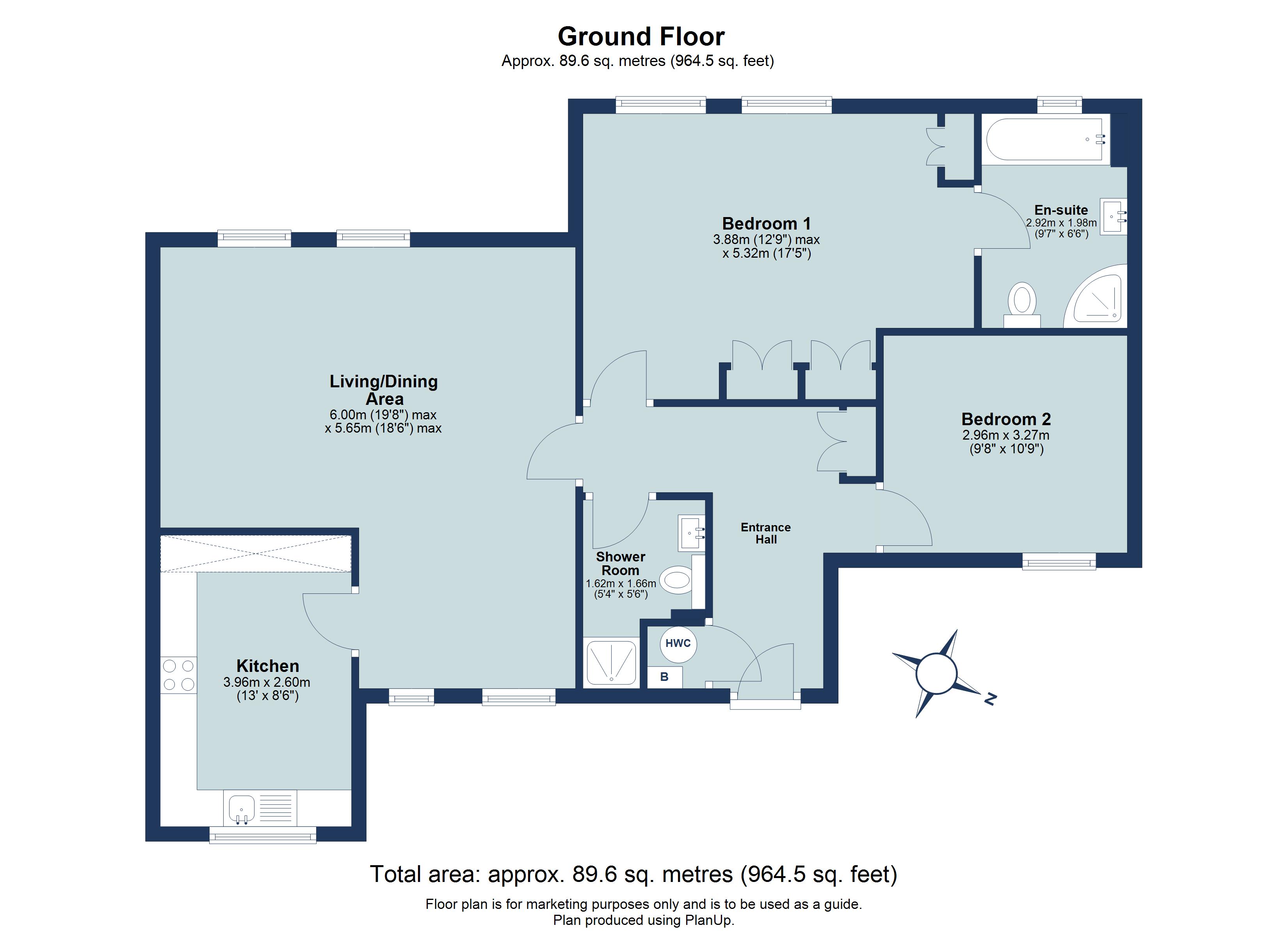 2 bed ground floor flat for sale in Tanglewood, Douglas Road, Harpenden, Hertfordshire, AL5 - Property floorplan