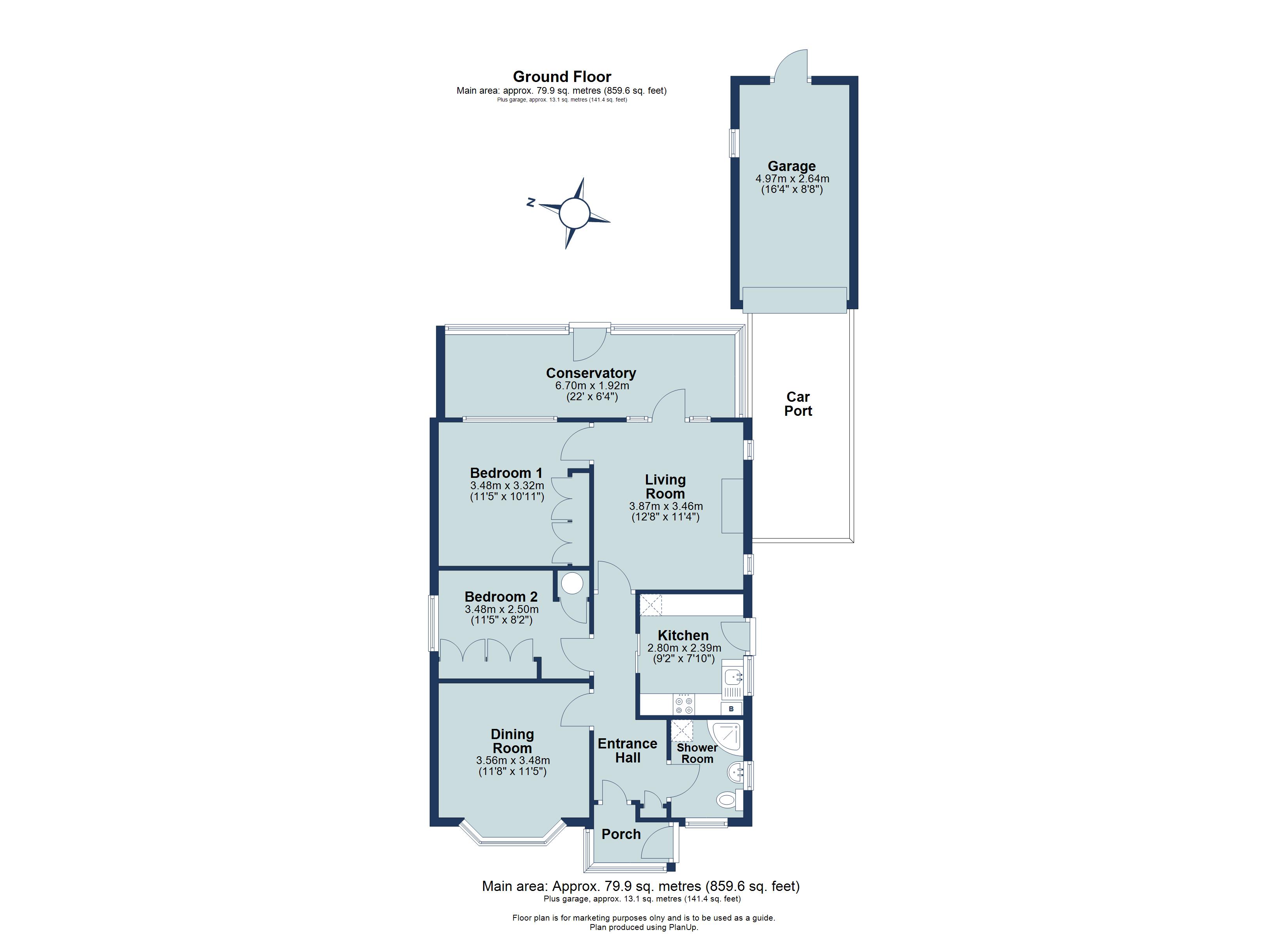 2 bed detached bungalow for sale in Barton Road, Luton, Bedfordshire, LU3 - Property floorplan