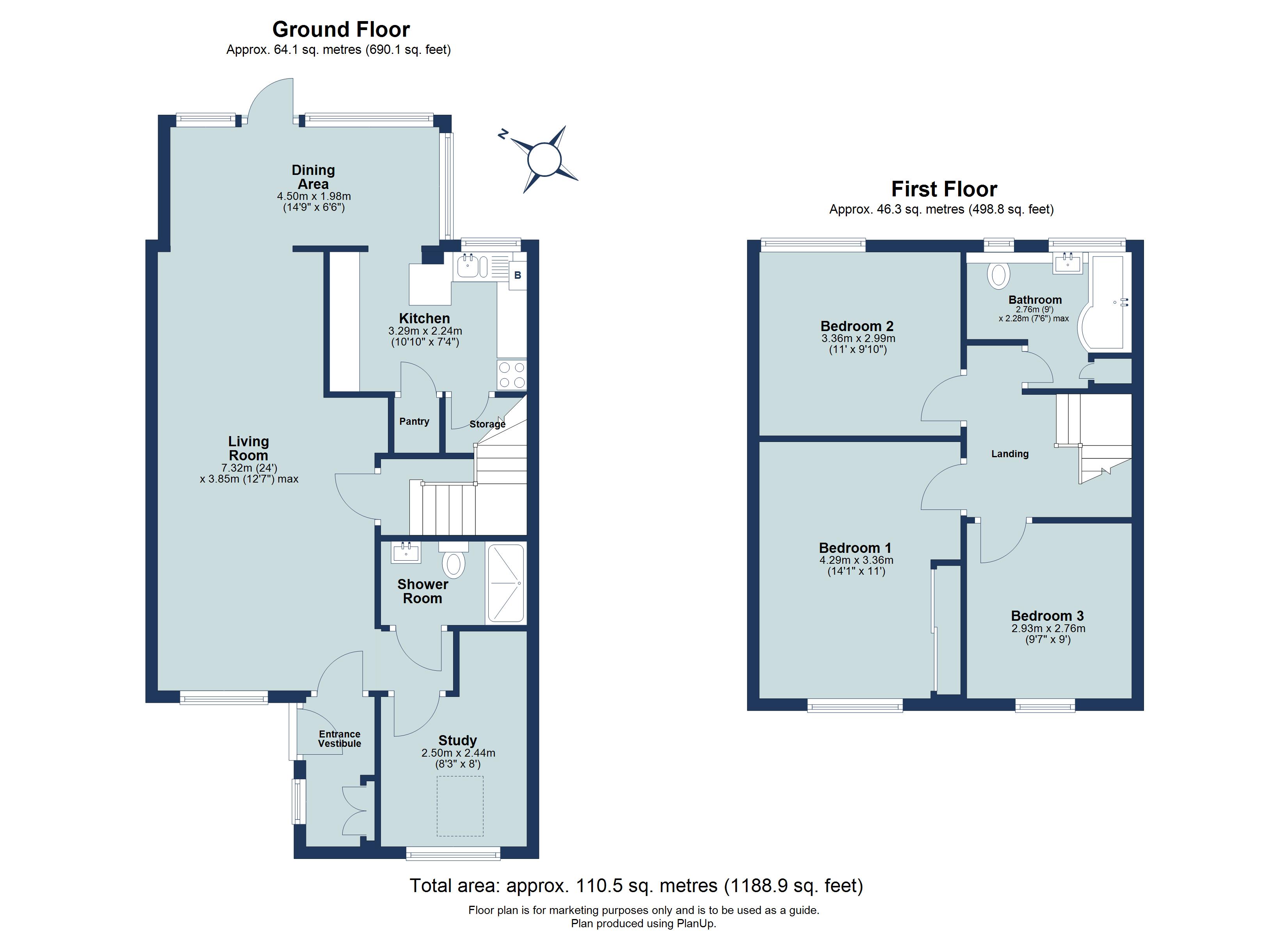 3 bed terraced house for sale in Bramble Close, Harpenden, Hertfordshire, AL5 - Property floorplan