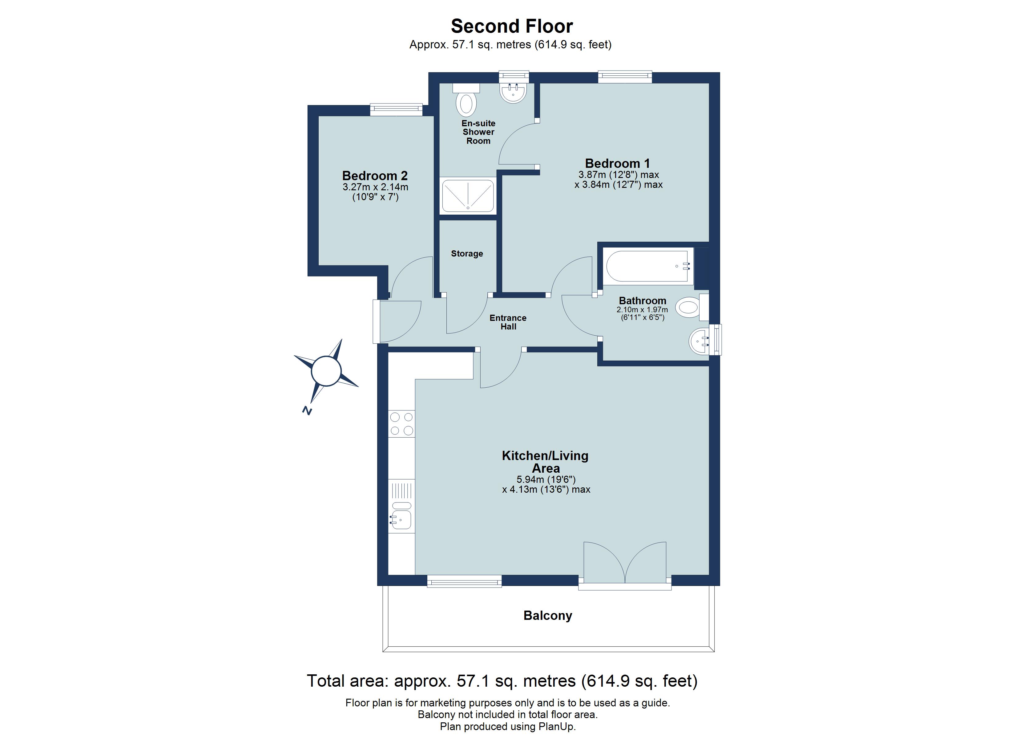 2 bed apartment for sale in Sun Lane, Harpenden, Hertfordshire, AL5 - Property floorplan