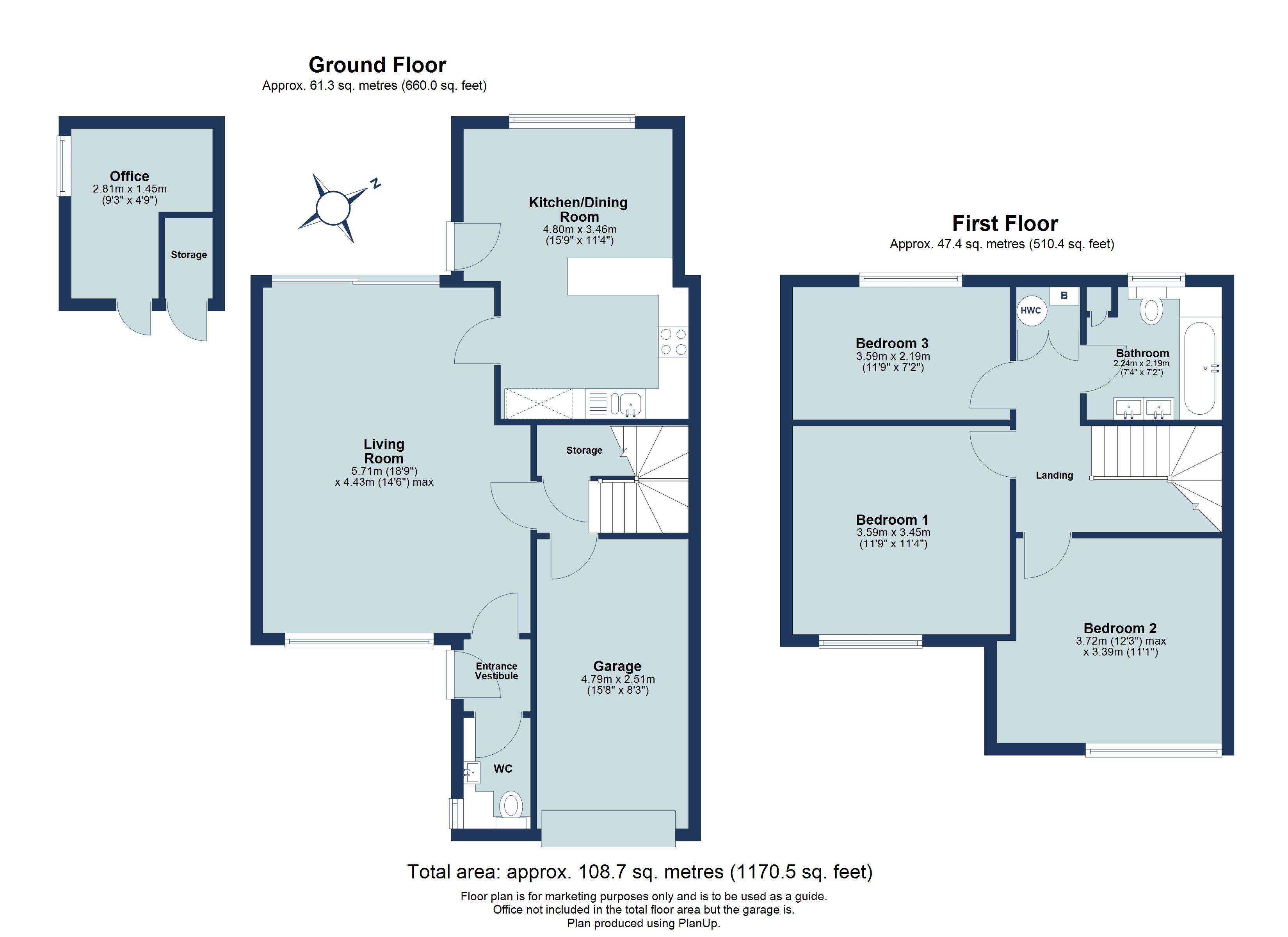 3 bed terraced house for sale in Eastmoor Park, Harpenden, Hertfordshire, AL5 - Property floorplan