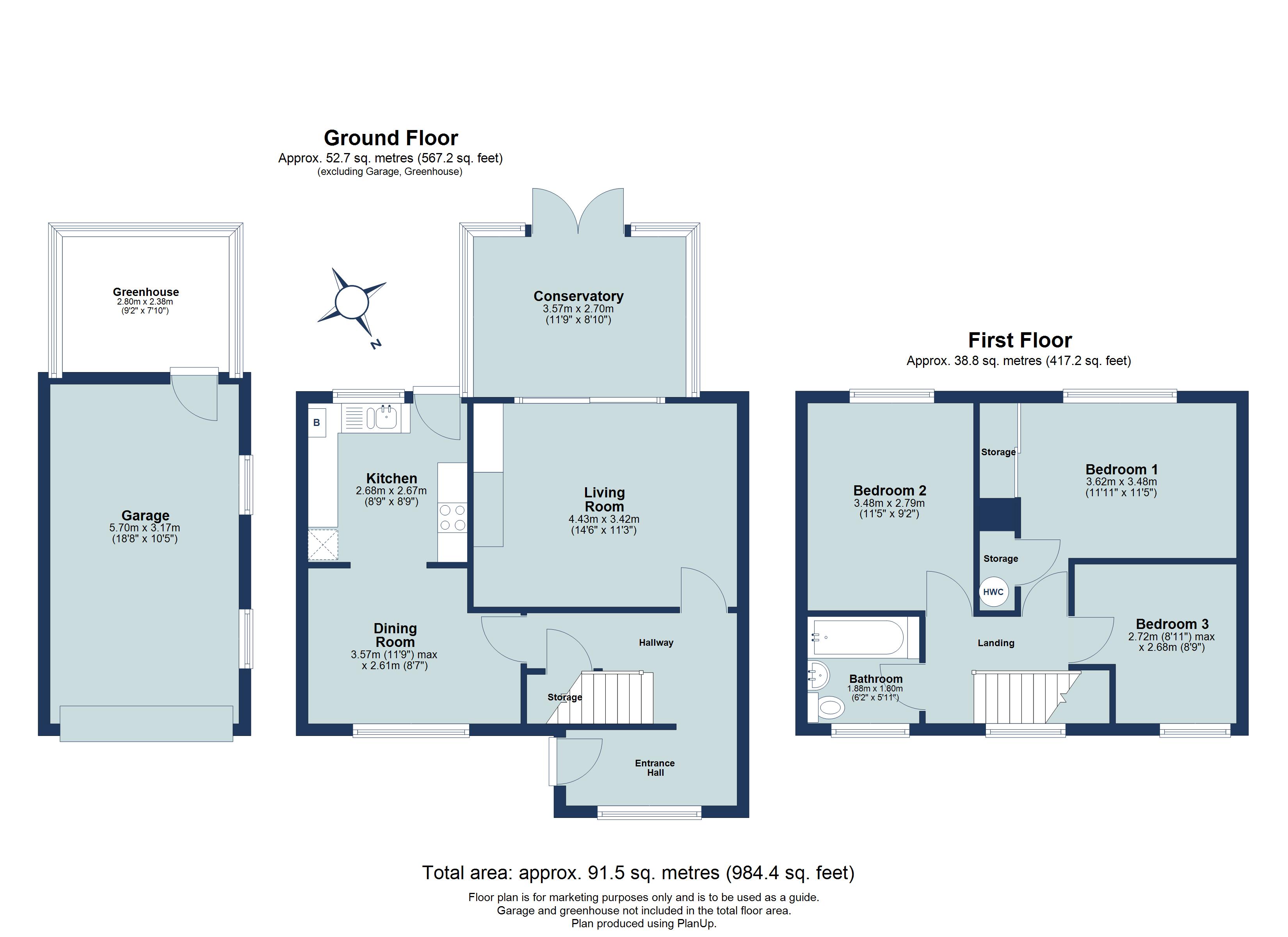 3 bed semi-detached house for sale in Front Street, Slip End, Bedfordshire, LU1 - Property floorplan