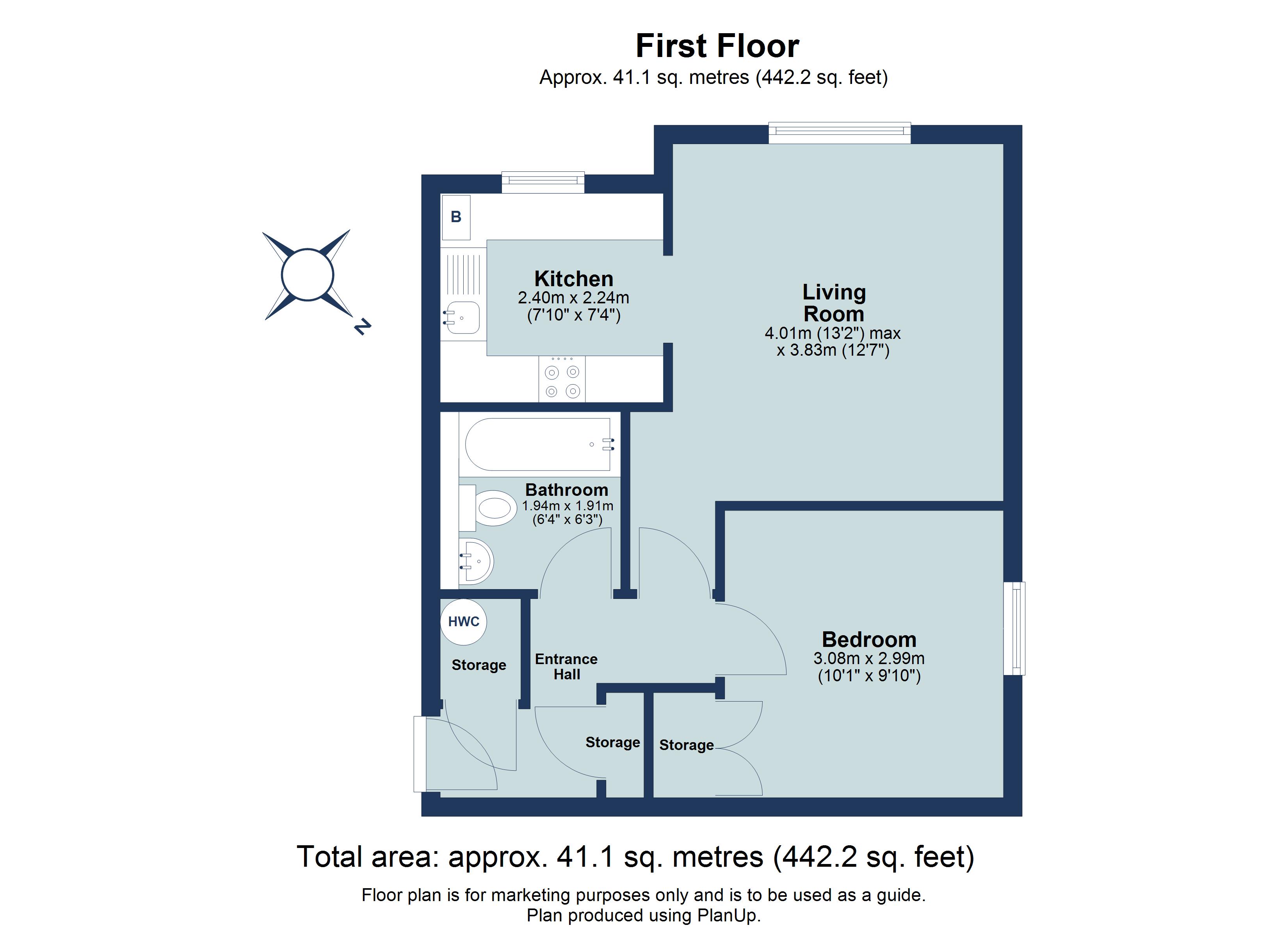 1 bed apartment for sale in Poets Court, Milton Road, Harpenden, Hertfordshire, AL5 - Property floorplan