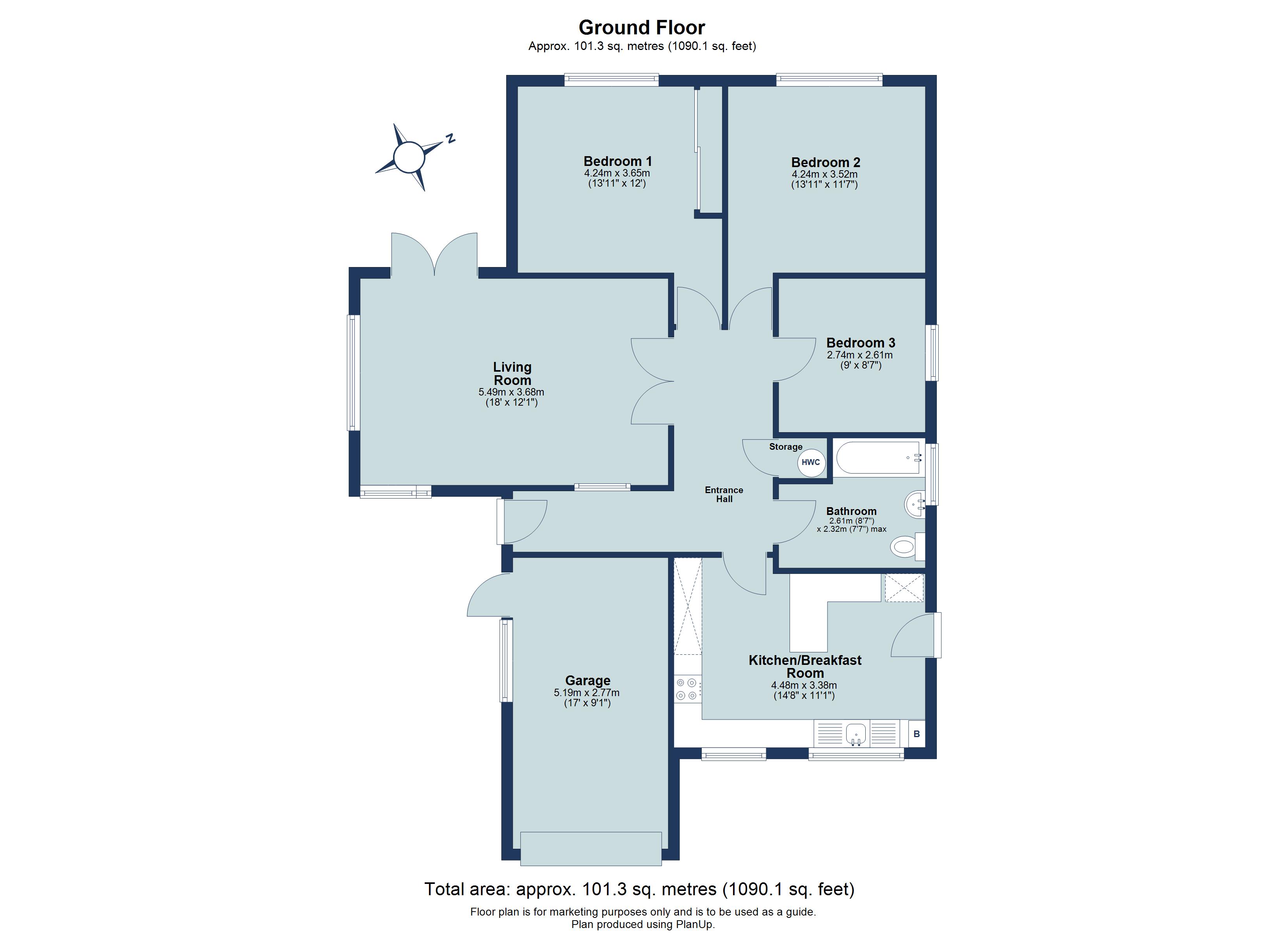 3 bed detached bungalow for sale in Paddock Wood, Harpenden, Hertfordshire, AL5 - Property floorplan