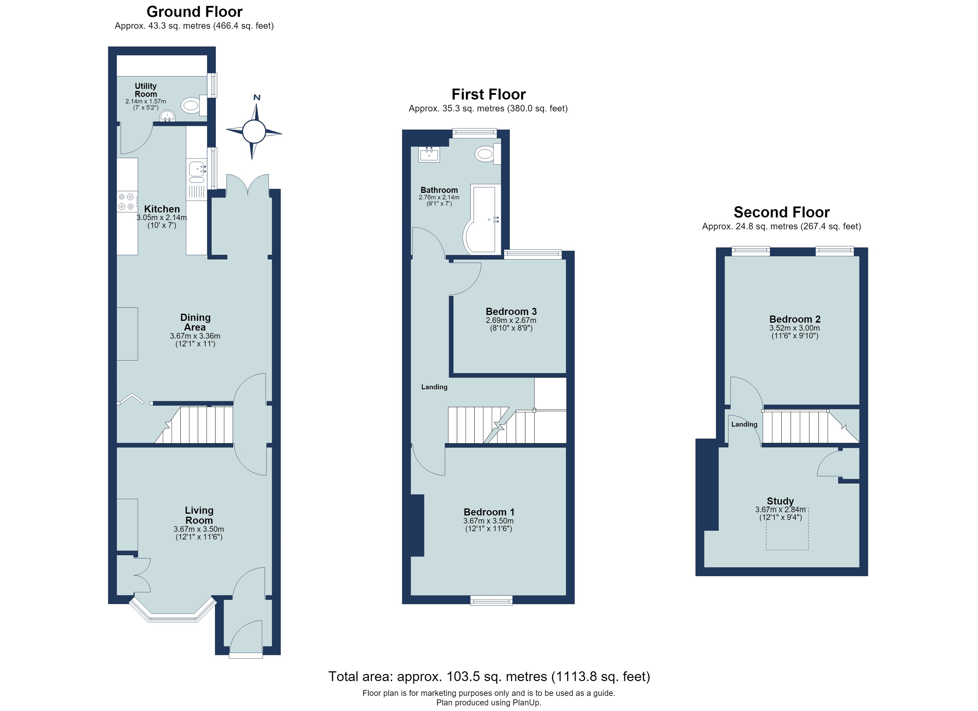 3 bed terraced house for sale in Astley Road, Hemel Hempstead, Hertfordshire, HP1 - Property floorplan