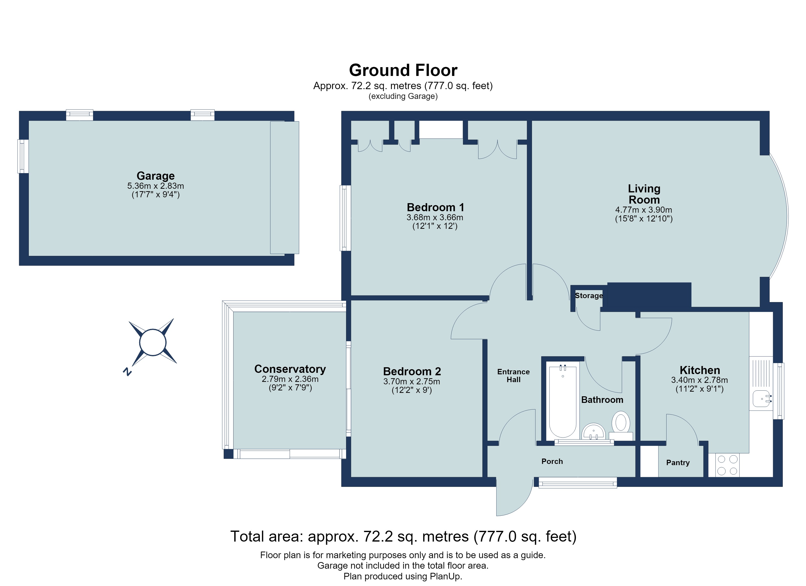 2 bed semi-detached bungalow for sale in Moorland Road, Harpenden, Hertfordshire, AL5 - Property floorplan