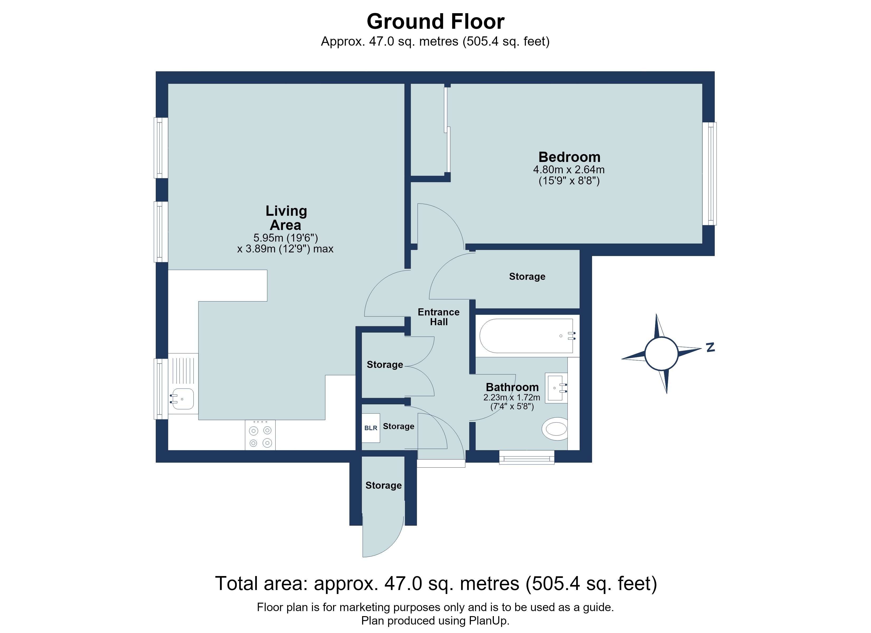 1 bed ground floor flat for sale in Waldegrave Park, Harpenden, Hertfordshire, AL5 - Property floorplan