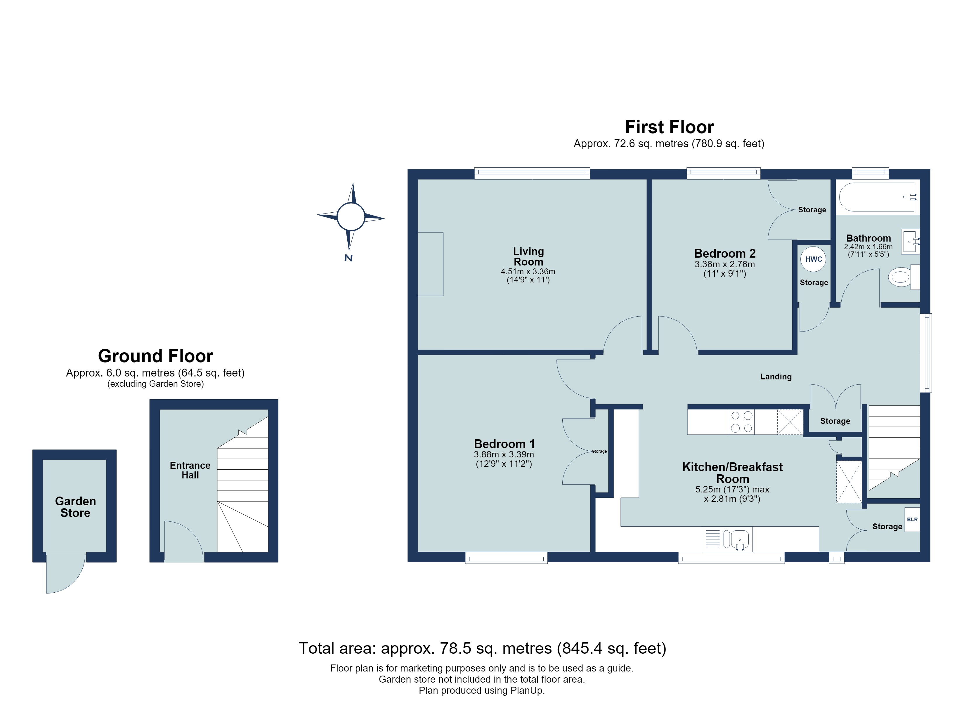 2 bed maisonette for sale in Caesars Road, Wheathampstead, Hertfordshire, AL4 - Property floorplan