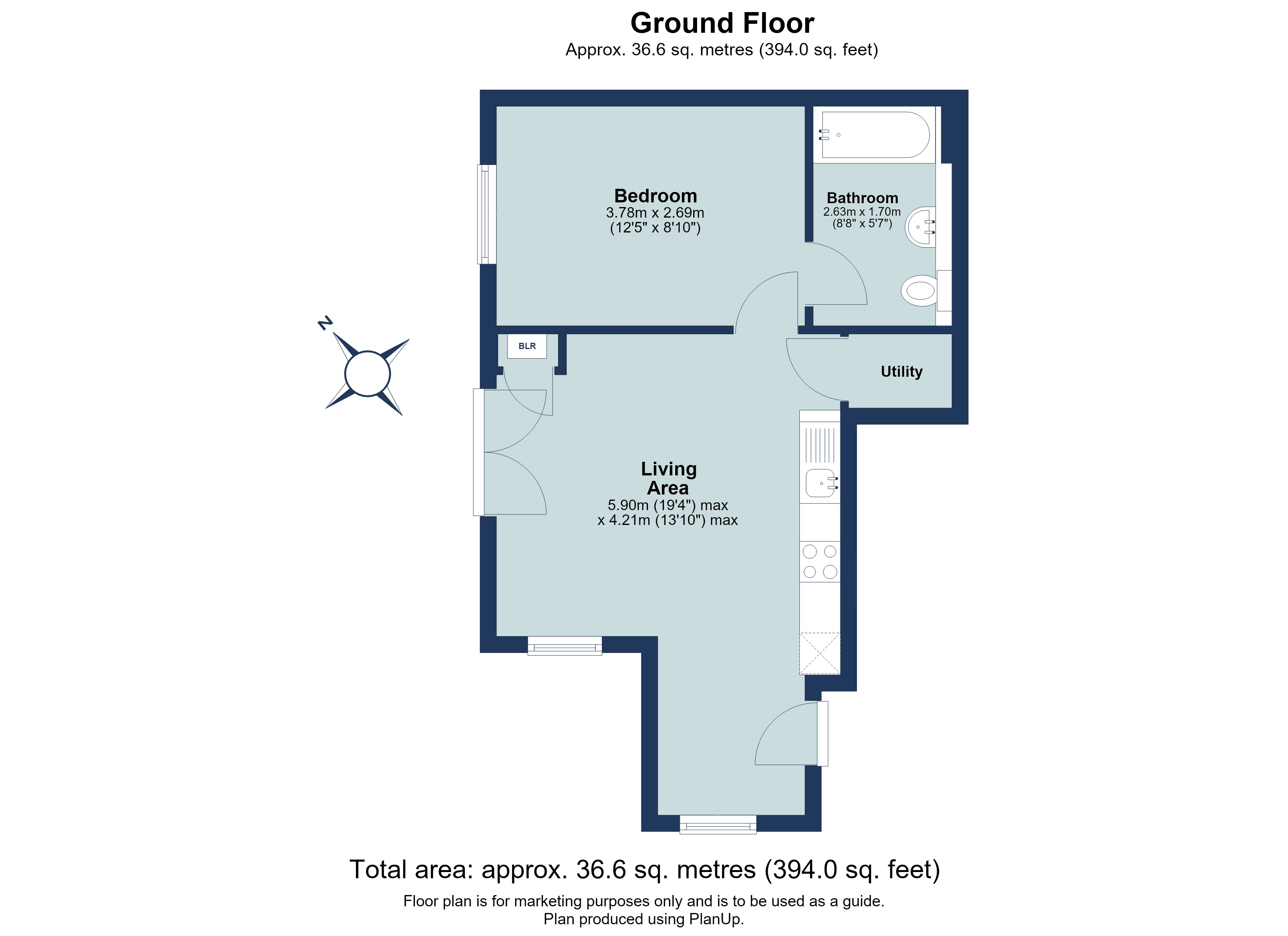 1 bed ground floor flat for sale in Luton Road, Harpenden, Hertfordshire, AL5 - Property floorplan