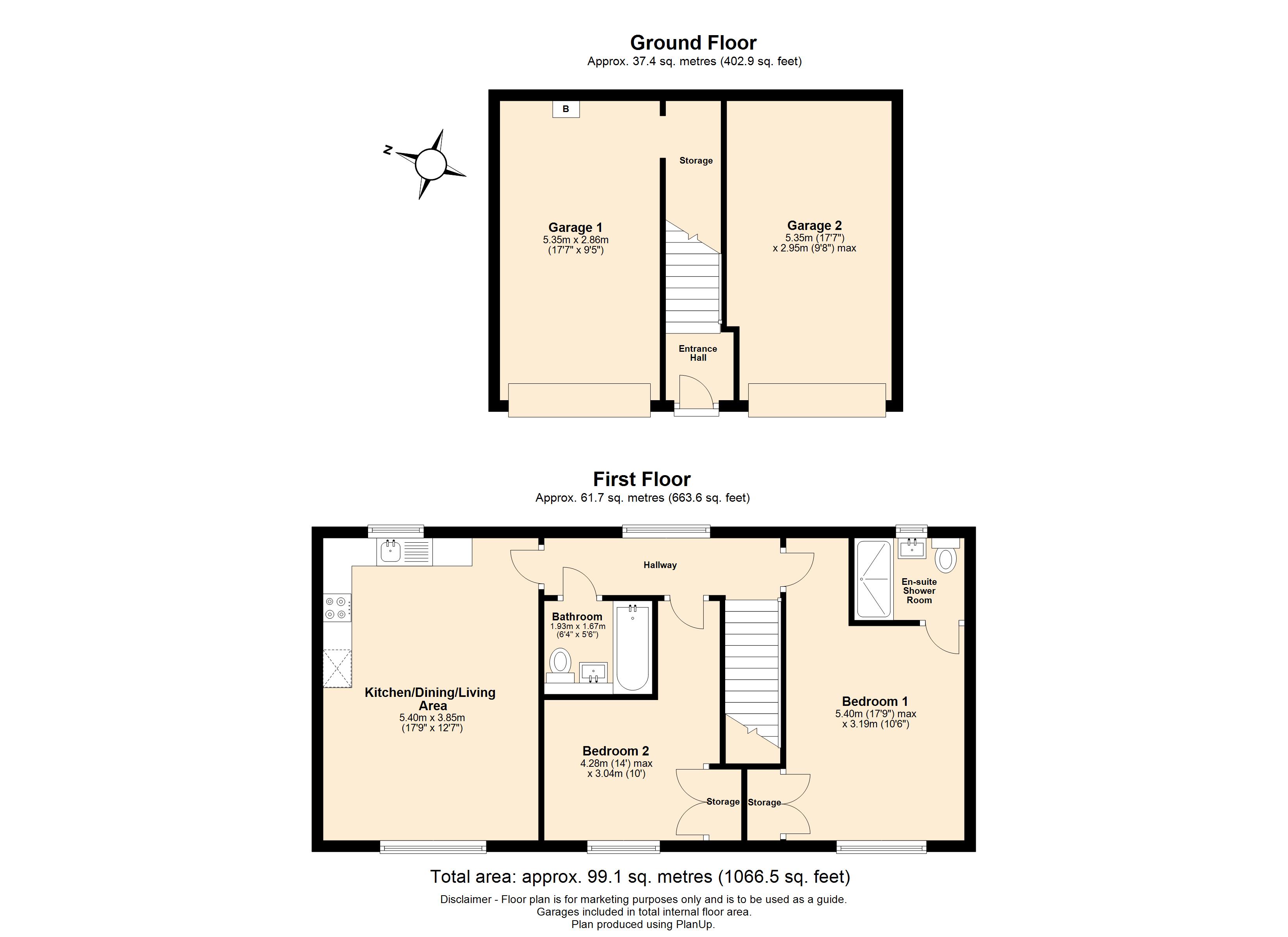 2 bed terraced house for sale in Harrier End, St. Albans, Hertfordshire, AL4 - Property floorplan