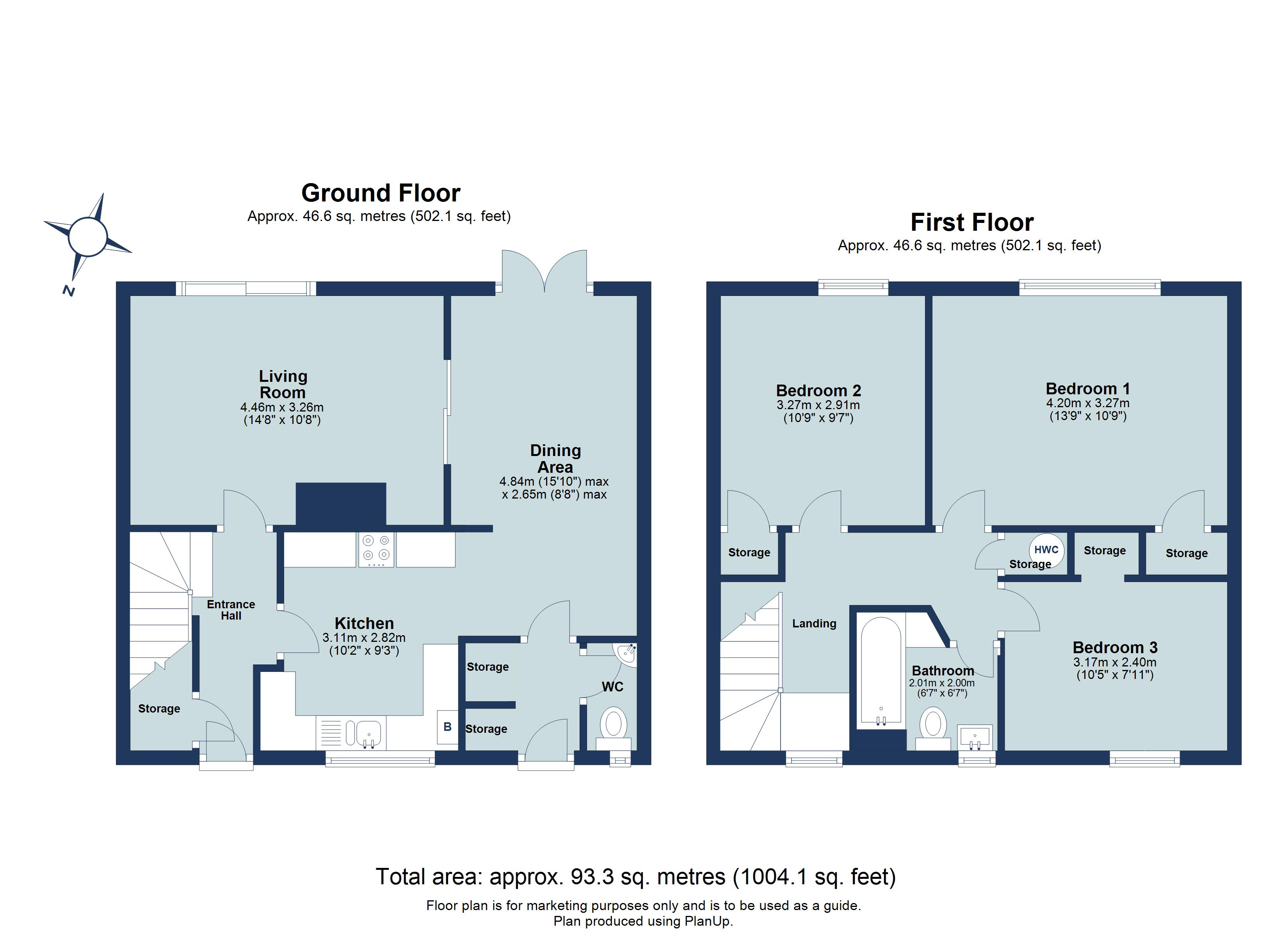 3 bed terraced house for sale in Somers Road, Welham Green, North Mymms, Hatfield, AL9 - Property floorplan