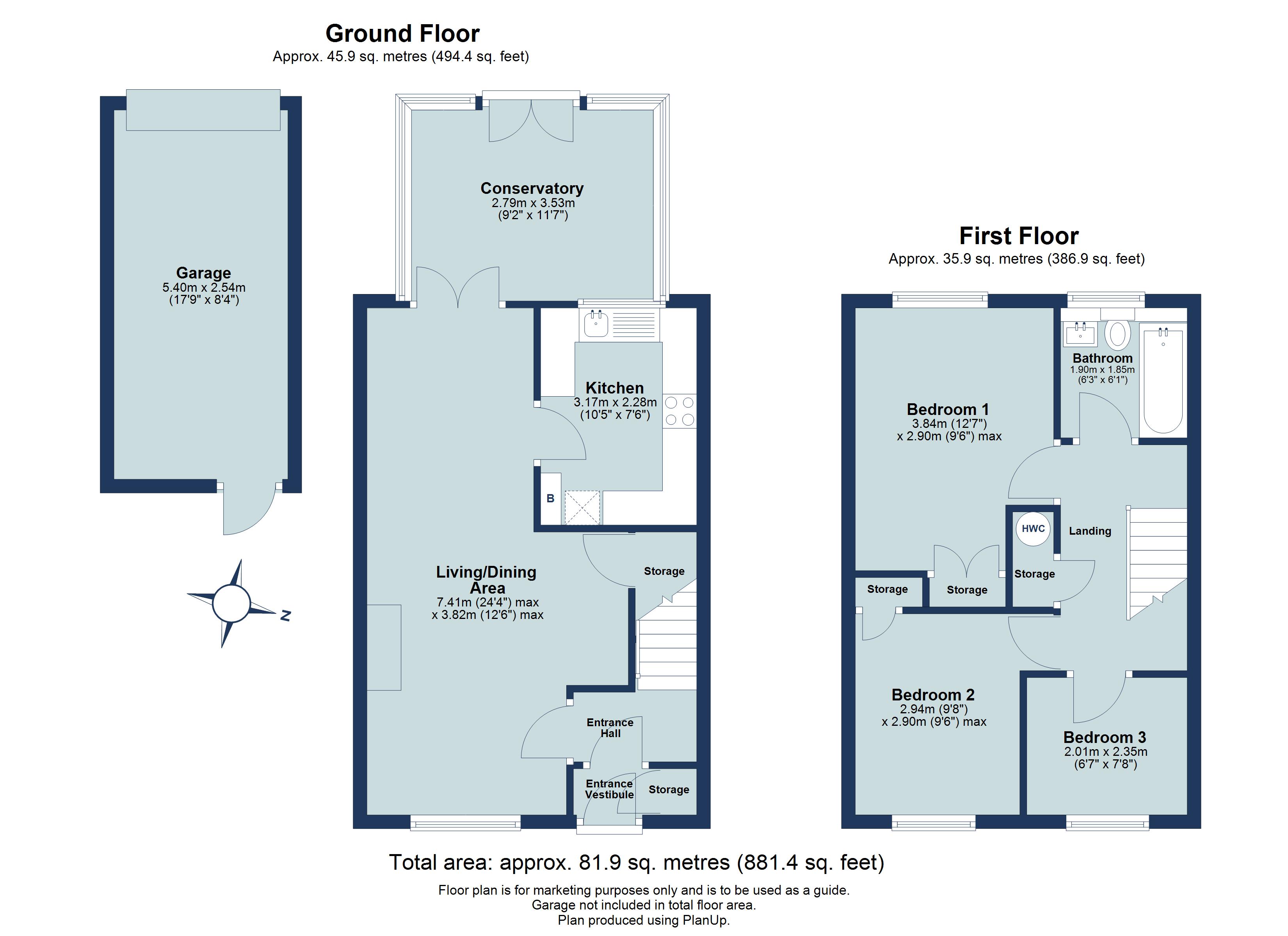 3 bed terraced house for sale in Beverley Gardens, Jersey Farm, St. Albans, Herts, AL4 - Property floorplan