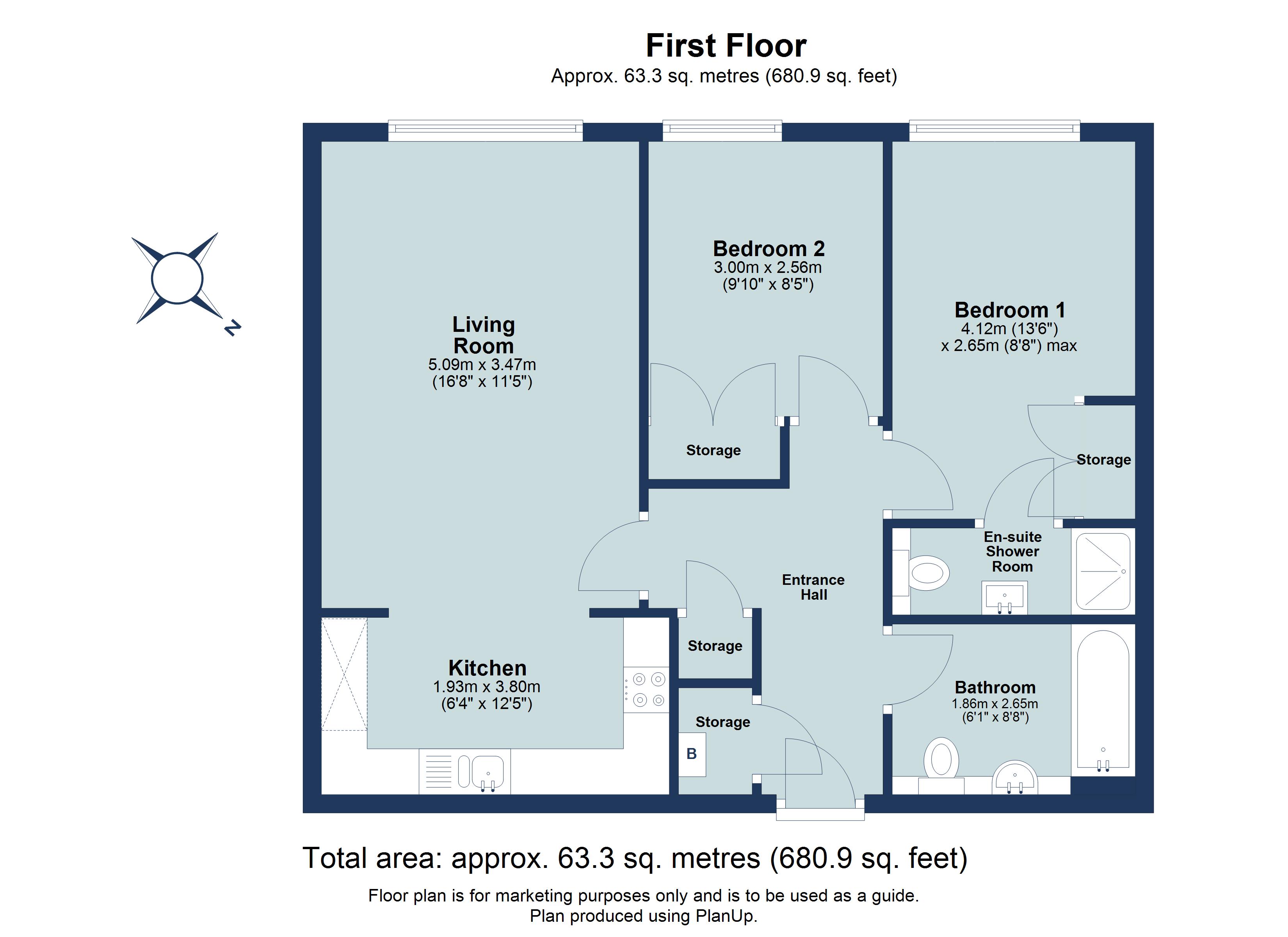 2 bed apartment for sale in Highfield Lane, Tyttenhanger, St. Albans, Hertfordshire, AL4 - Property floorplan