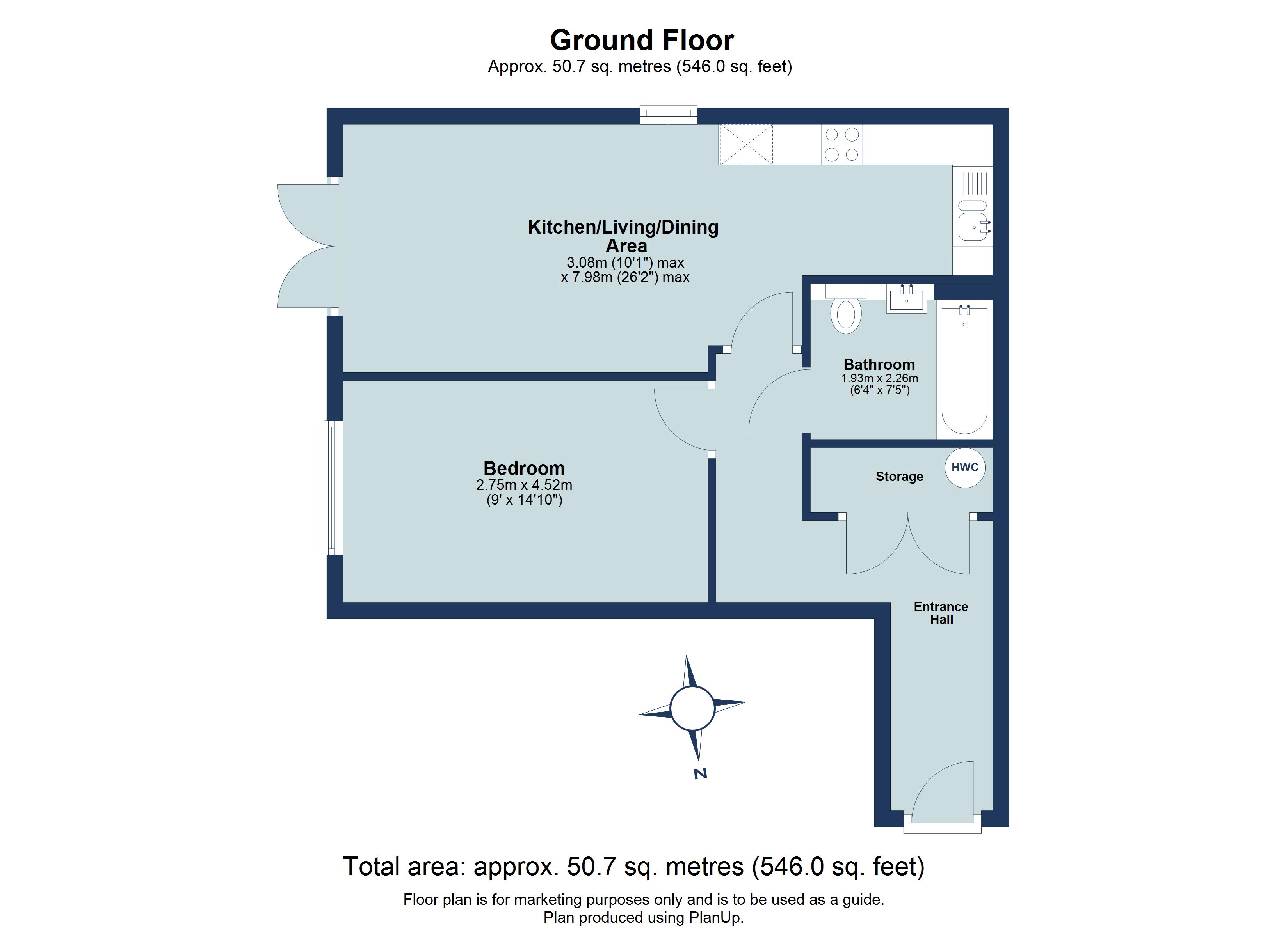 1 bed ground floor flat for sale in Hansell Gardens, Hedley Road, St. Albans, Hertfordshire, AL1 - Property floorplan