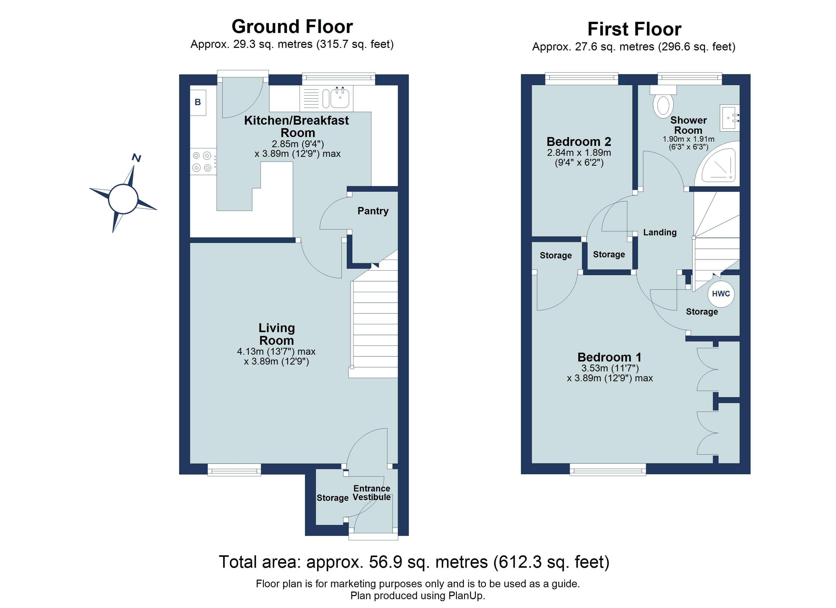 2 bed terraced house for sale in Twyford Road, St. Albans, Hertfordshire, AL4 - Property floorplan