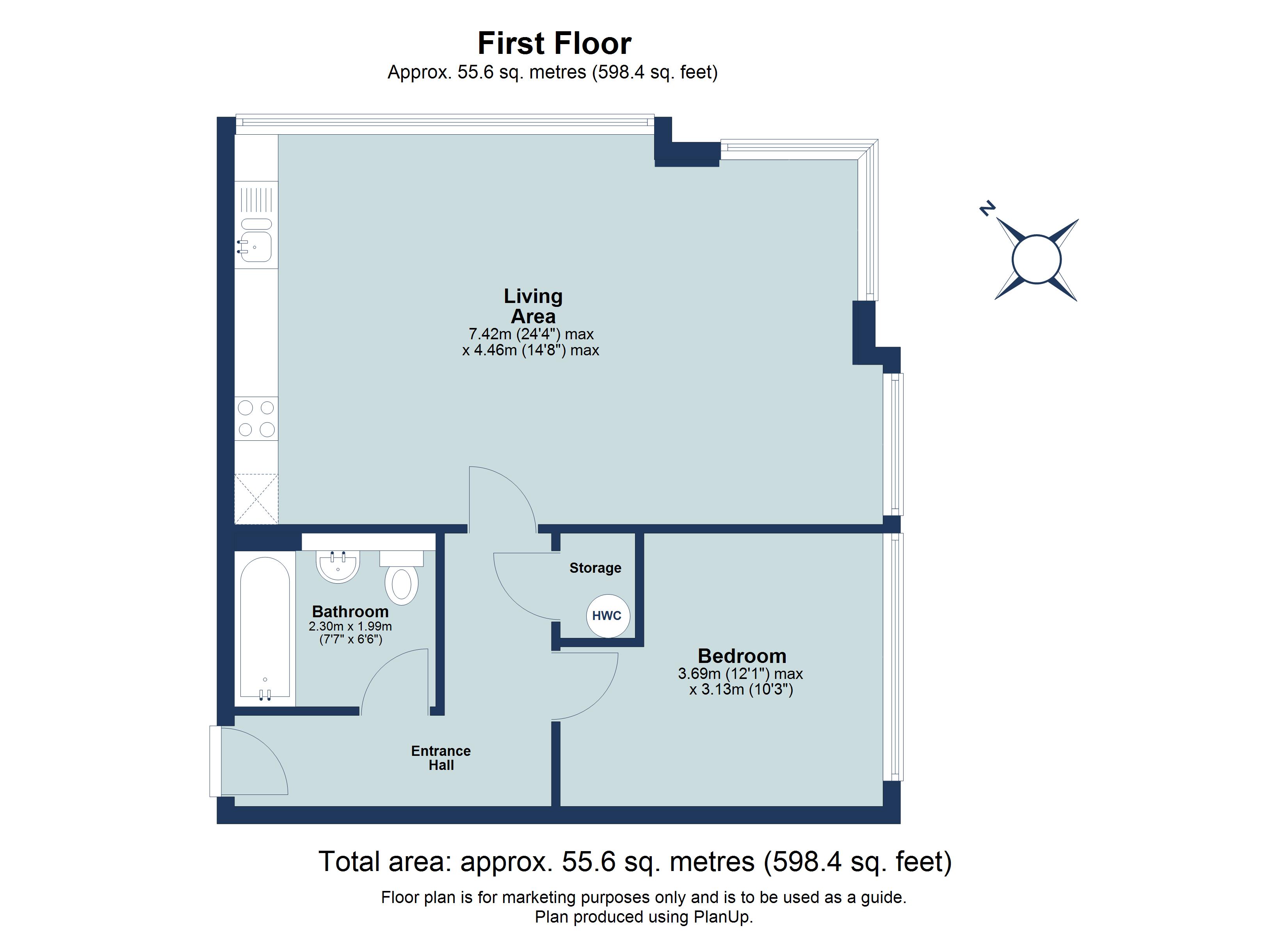 1 bed apartment for sale in Sandridge Park, Porters Wood, St. Albans, Hertfordshire, AL3 - Property floorplan