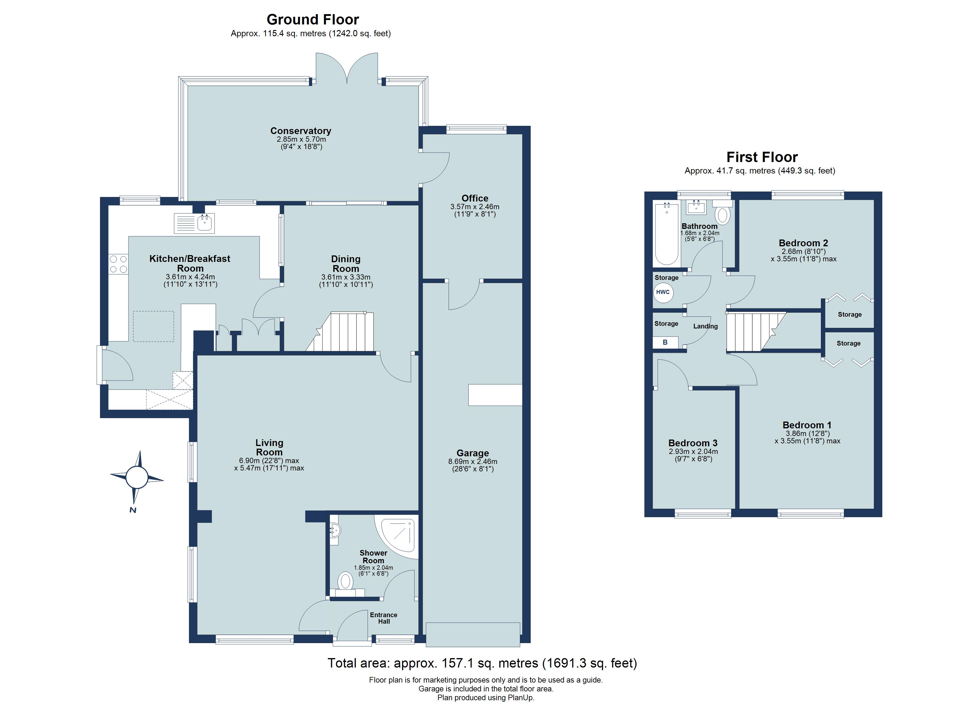 3 bed detached house for sale in Harefield Place, St. Albans, Hertfordshire, AL4 - Property floorplan