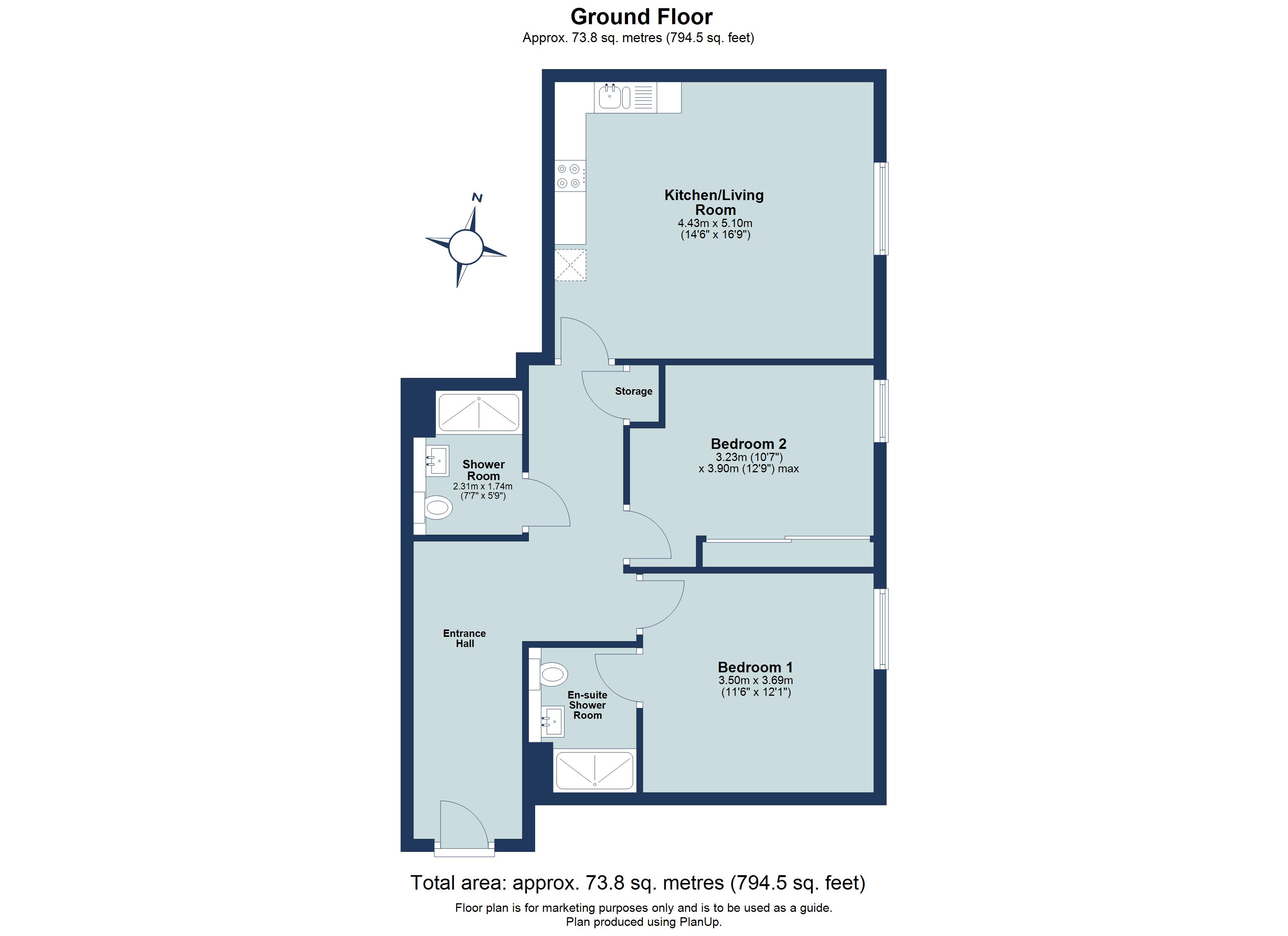 2 bed apartment for sale in Roland Street, St. Albans, Hertfordshire, AL1 - Property floorplan