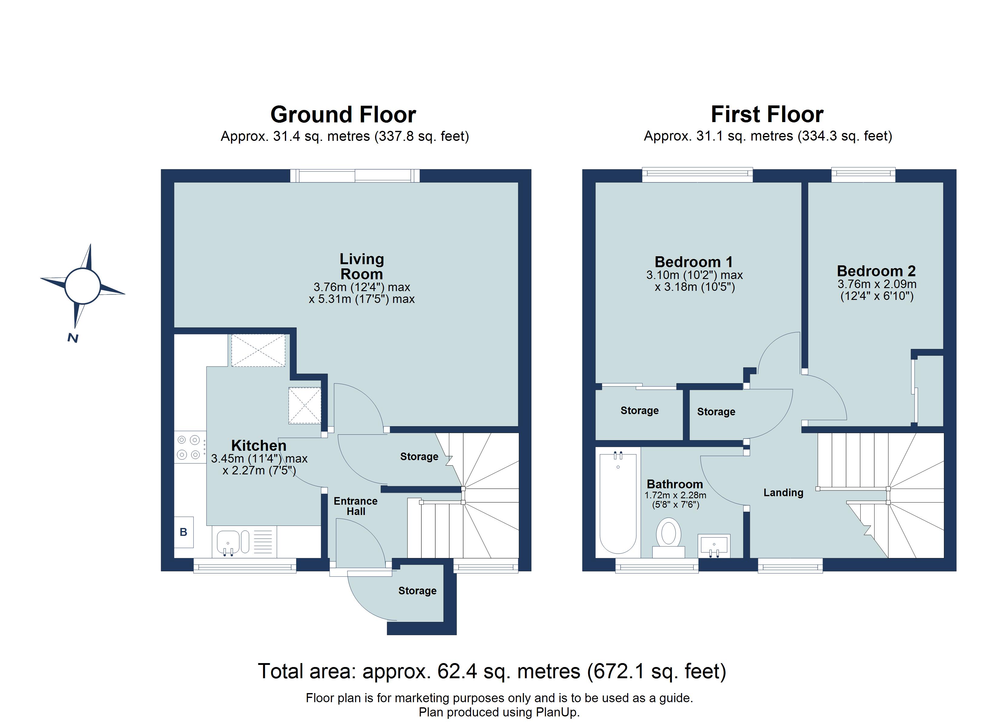 2 bed end of terrace house for sale in Westfield Court, St. Albans, Hertfordshire, AL4 - Property floorplan