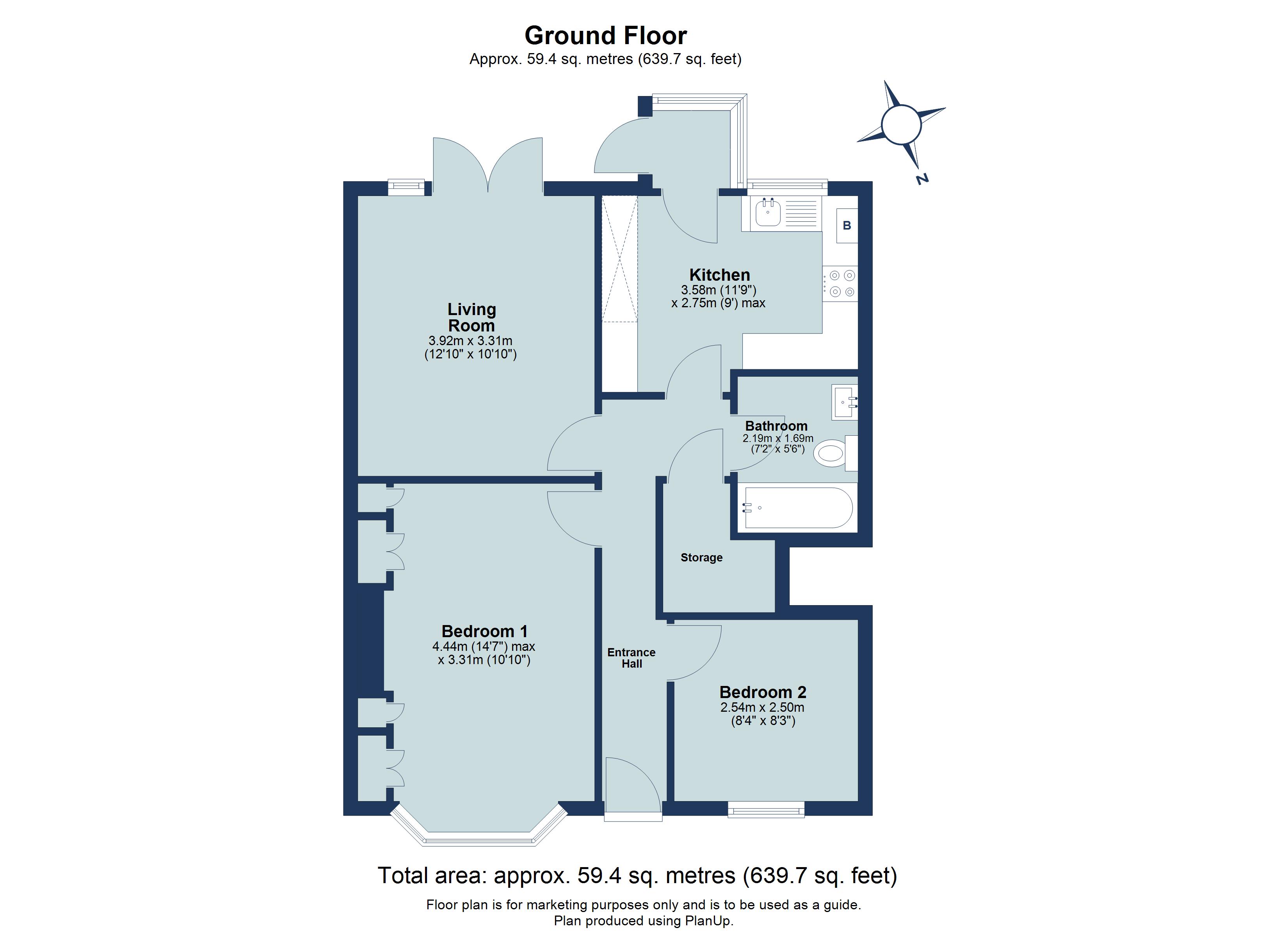 2 bed ground floor flat for sale in Beech Road, St. Albans, Hertfordshire, AL3 - Property floorplan