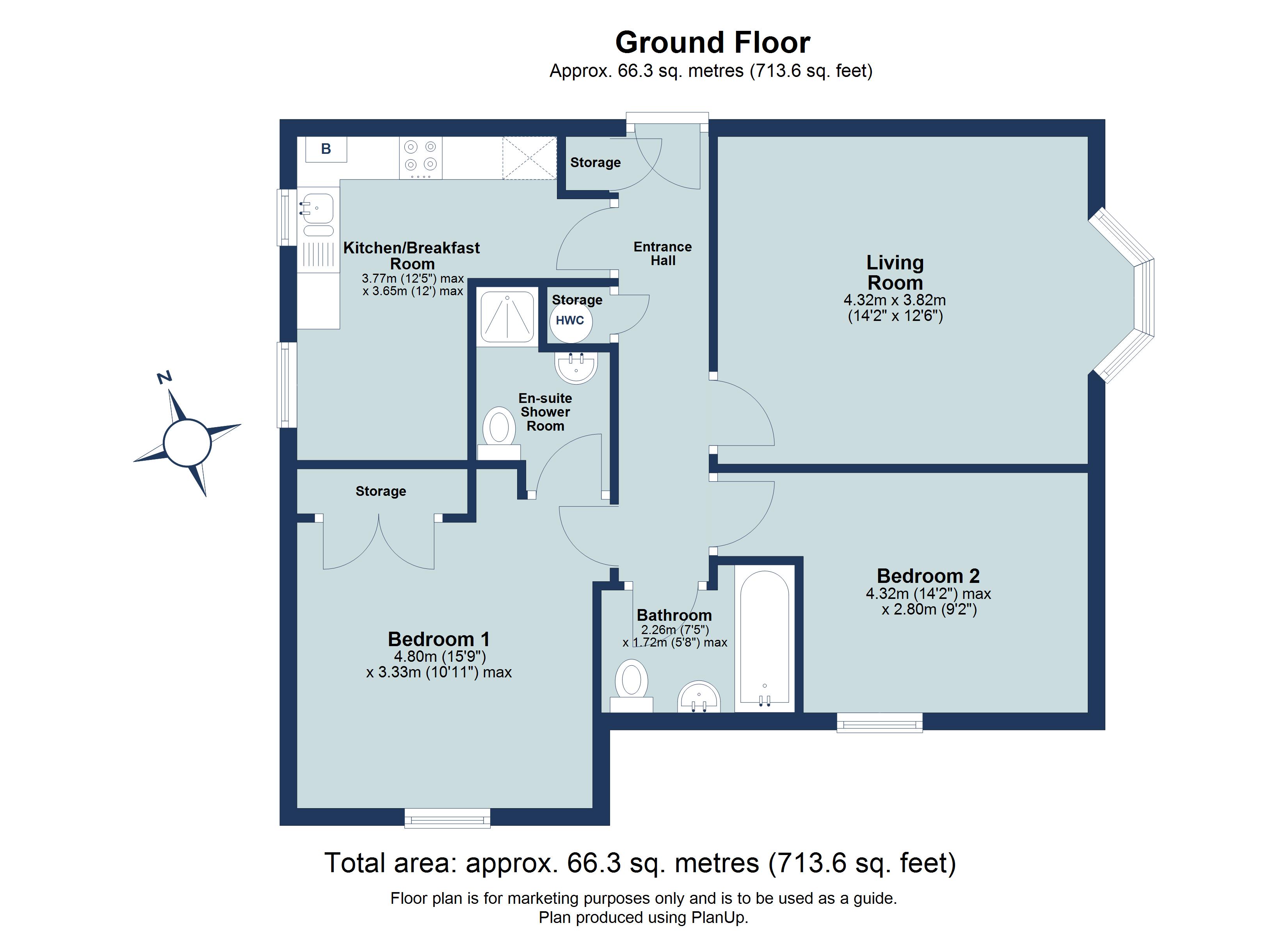 2 bed ground floor flat for sale in Chime Square, St. Albans, Hertfordshire, AL3 - Property floorplan