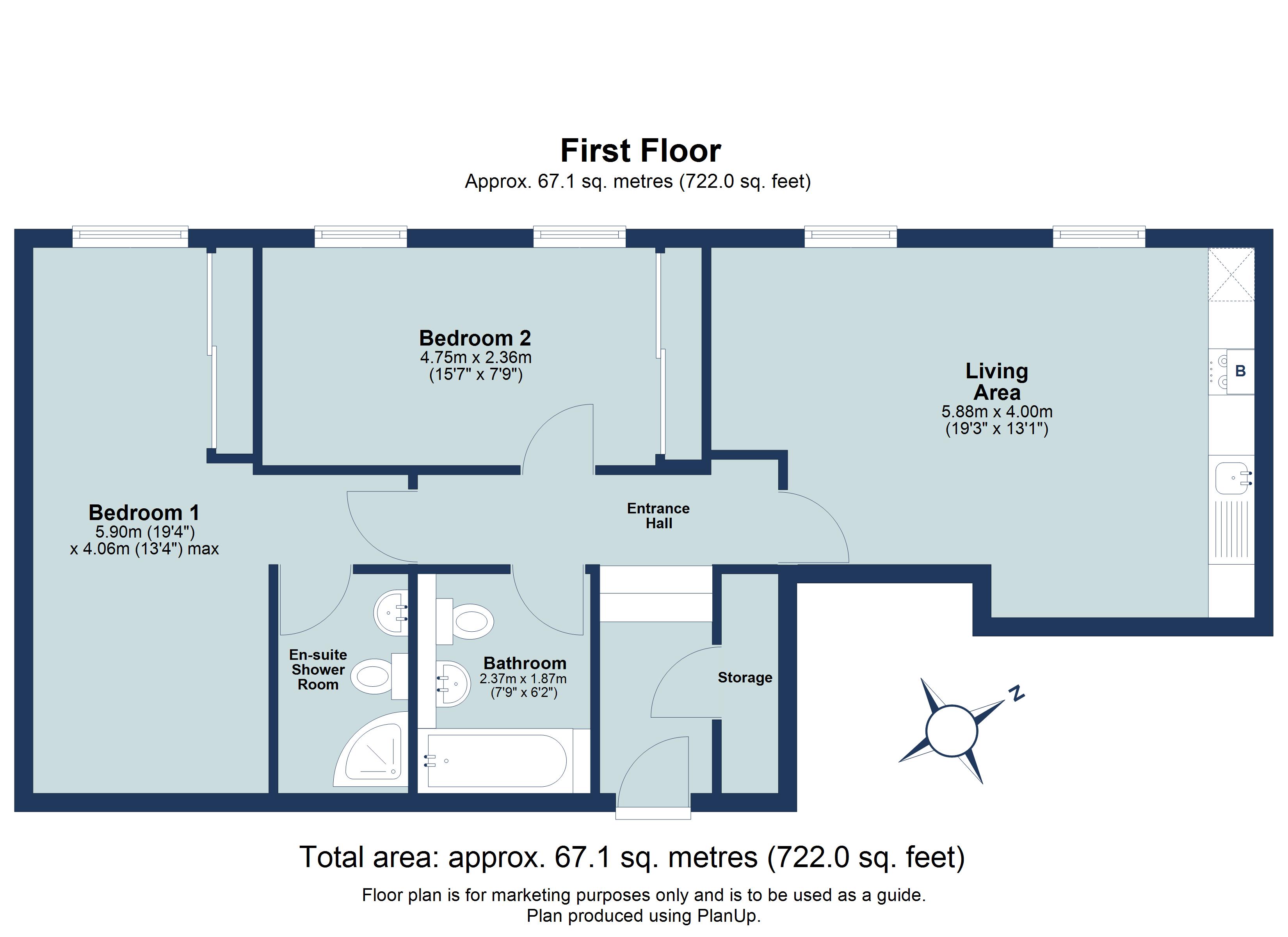 2 bed apartment for sale in St. Peters Street, St. Albans, Hertfordshire, AL1 - Property floorplan