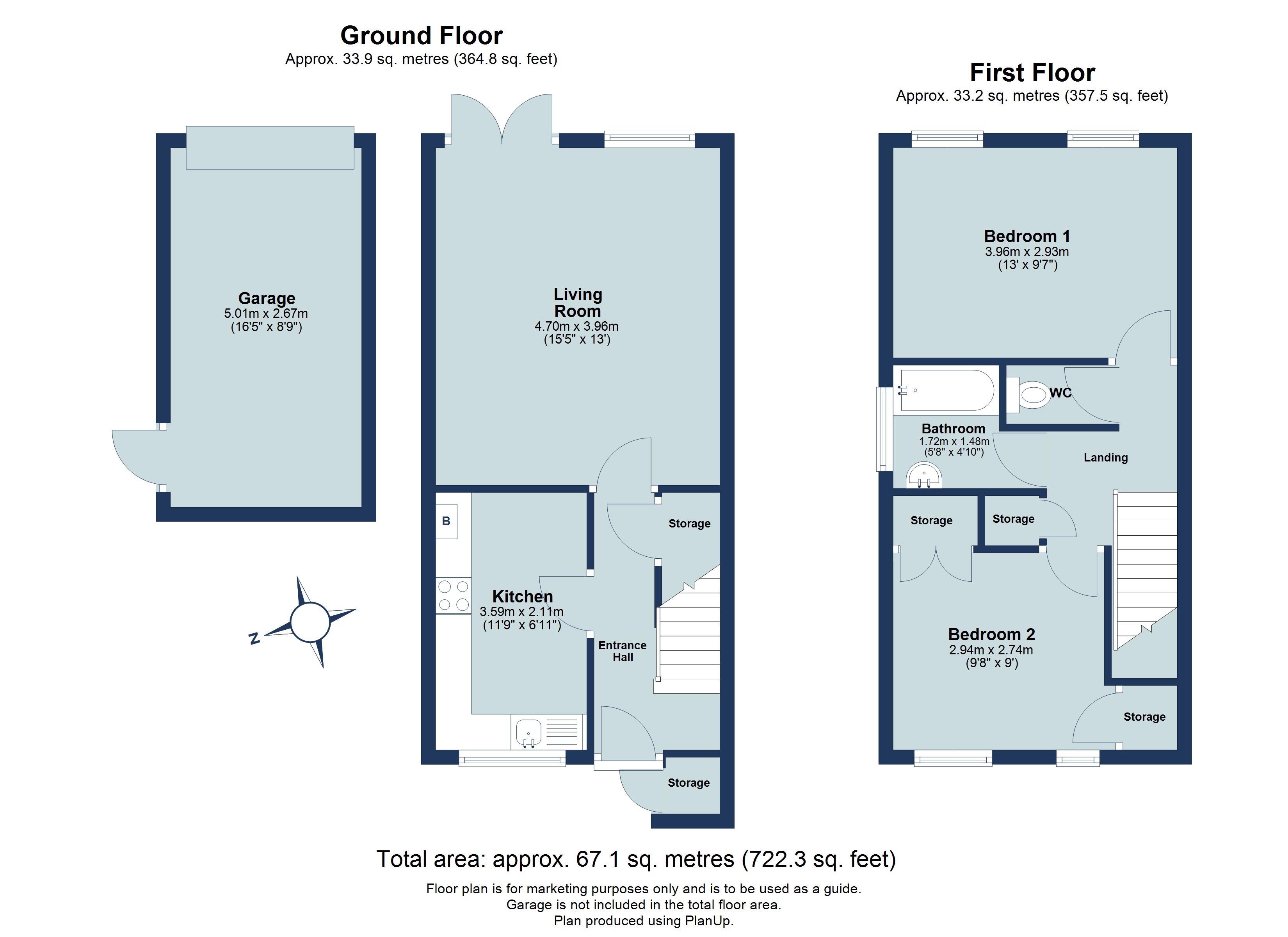 2 bed semi-detached house for sale in Taylor Close, St. Albans, Hertfordshire, AL4 - Property floorplan