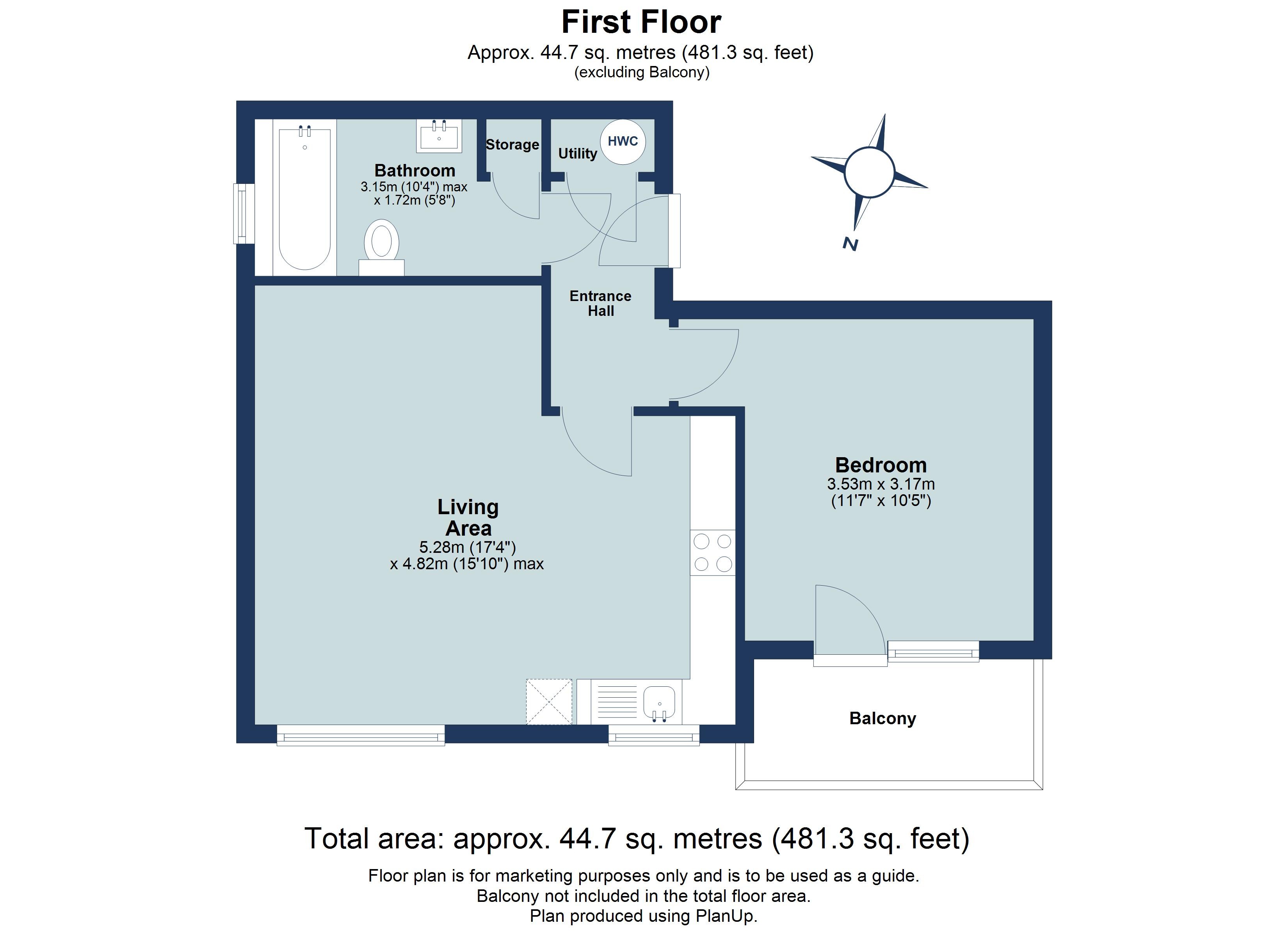 1 bed apartment for sale in Hatfield Road, St. Albans, Hertfordshire, AL1 - Property floorplan