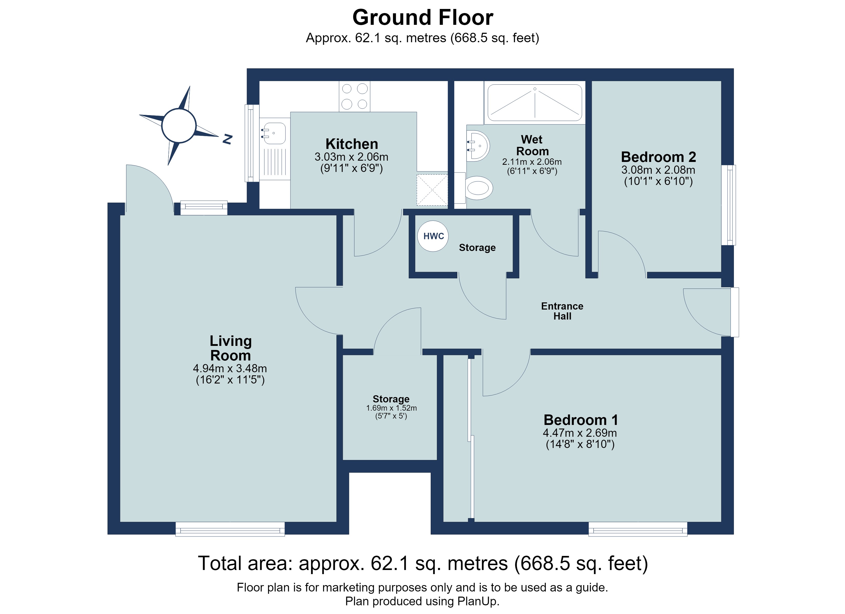 2 bed ground floor maisonette for sale in Harvest Court, Harvesters, St. Albans, Hertfordshire, AL4 - Property floorplan
