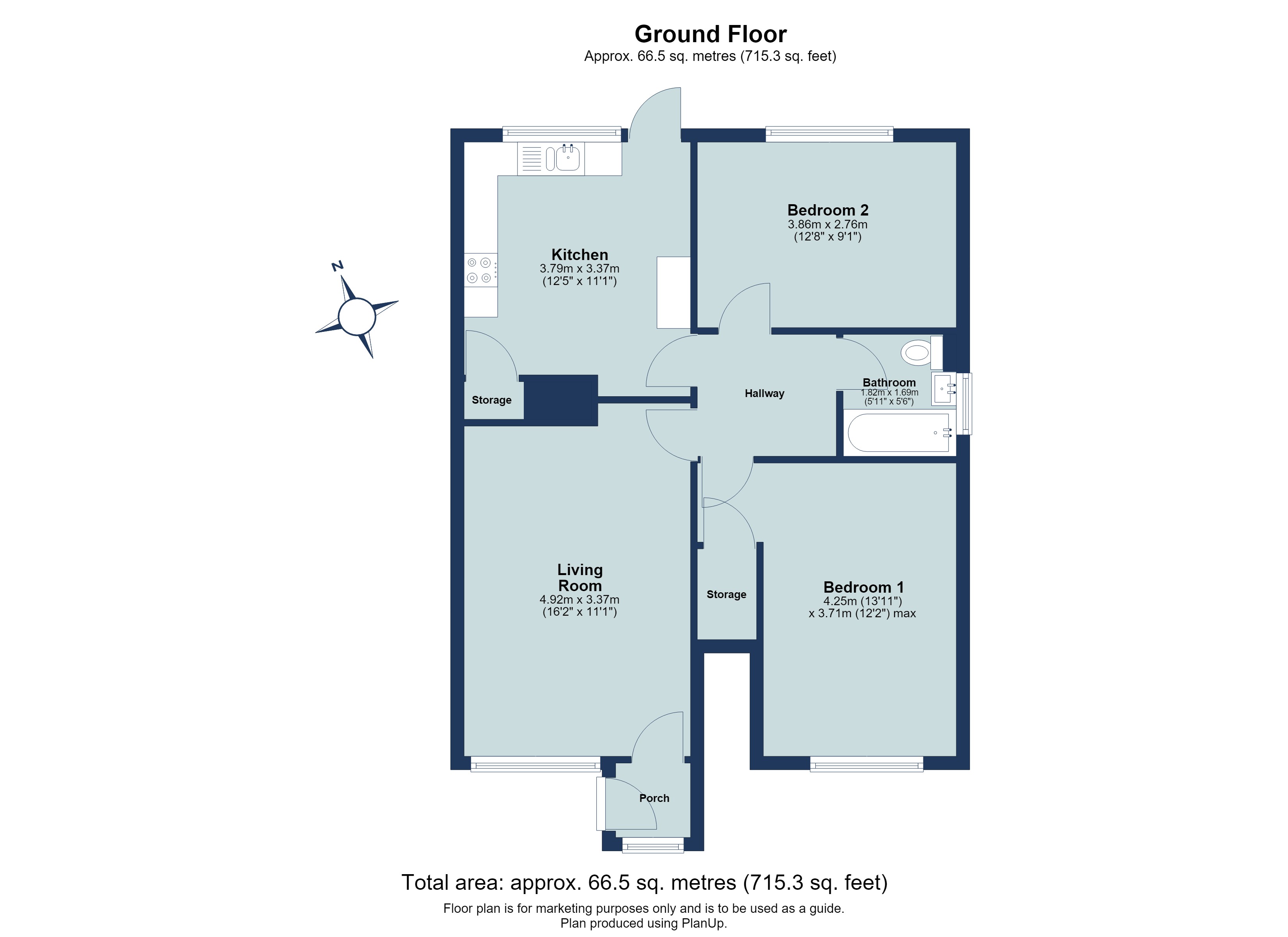 2 bed ground floor flat for sale in Langley Grove, Sandridge, St. Albans, Hertfordshire, AL4 - Property floorplan