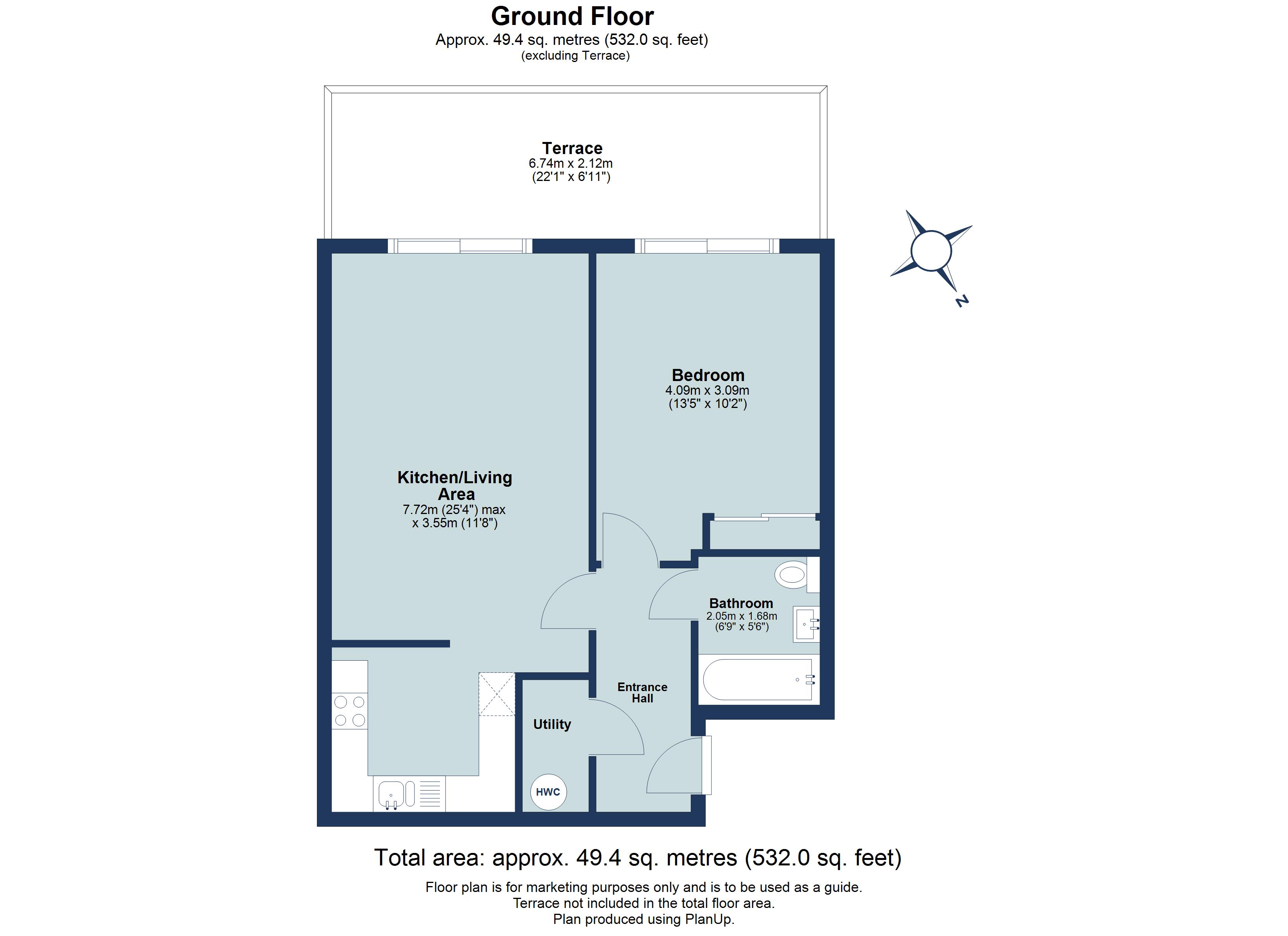 1 bed ground floor flat for sale in Charrington Place, St. Albans, Hertfordshire, AL1 - Property floorplan