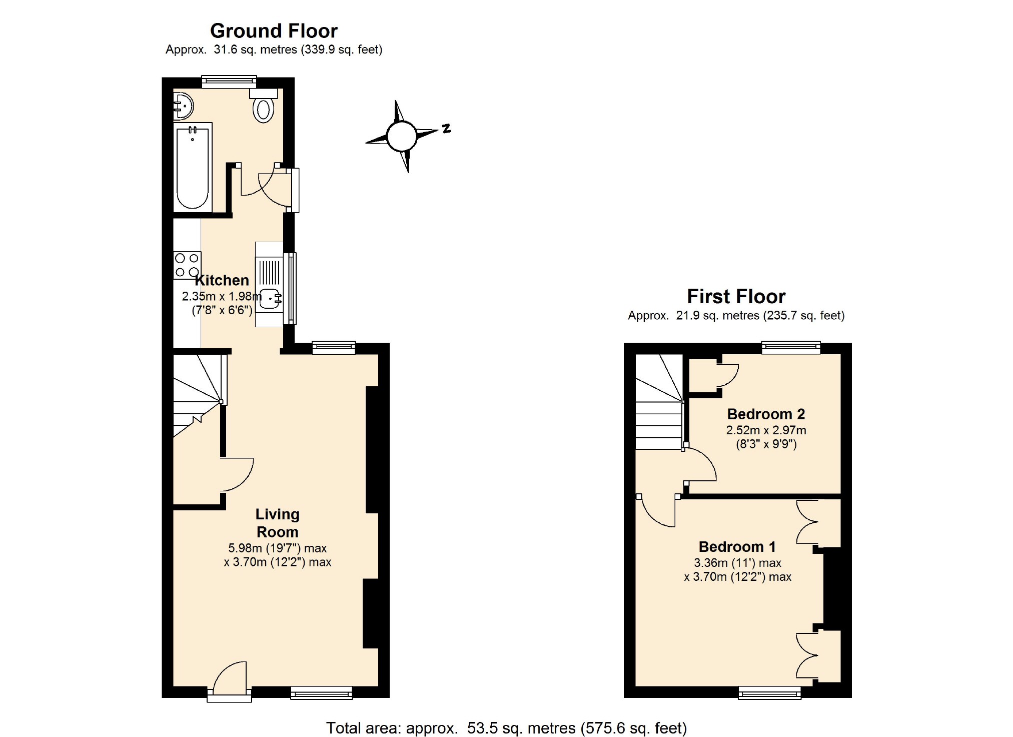 2 bed terraced house to rent in College Place, St Albans, Hertfordshire, AL3 - Property floorplan