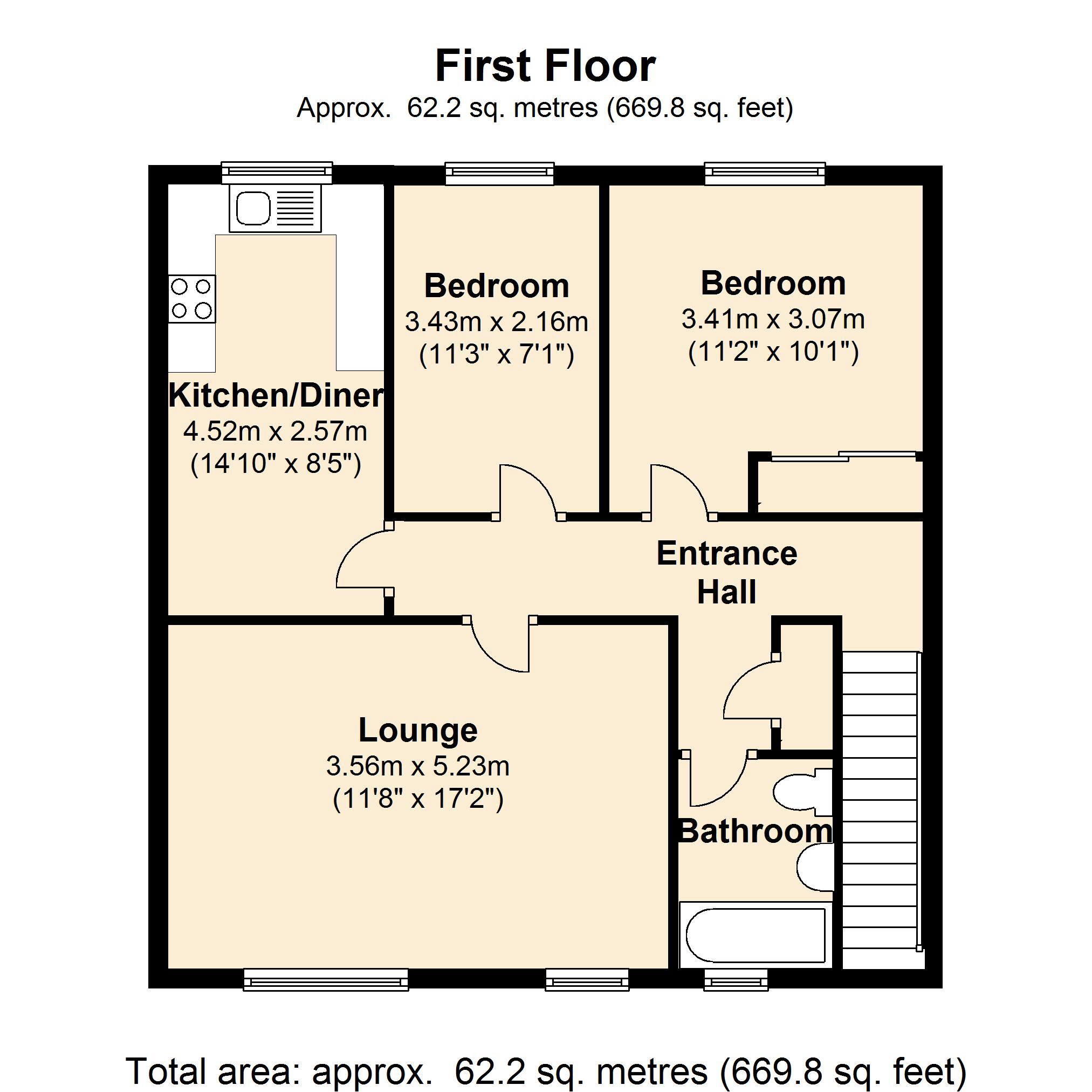 2 bed apartment to rent in Brooklands Court, Hatfield Road, St Albans, Hertfordshire, AL1 - Property floorplan