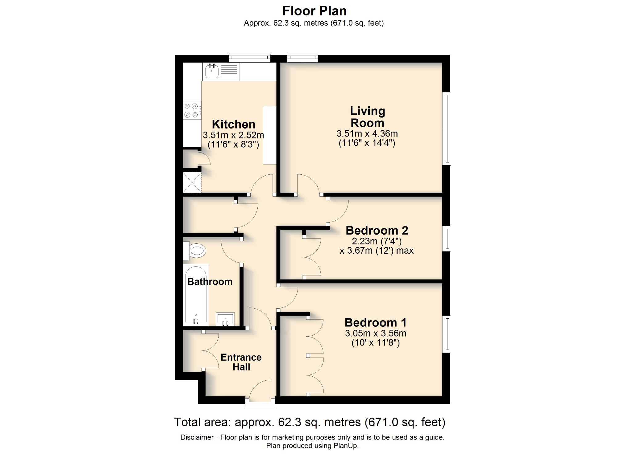 2 bed apartment to rent in The Mansards, Avenue Road, St. Albans, Hertfordshire, AL1 - Property floorplan