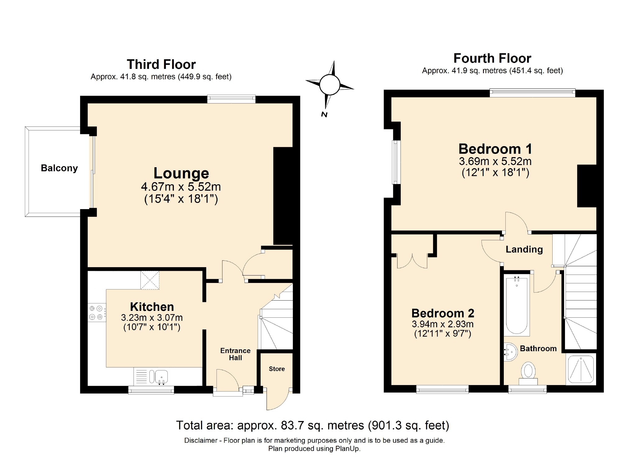2 bed apartment to rent in The Ridgeway, St. Albans, Hertfordshire, AL4 - Property floorplan