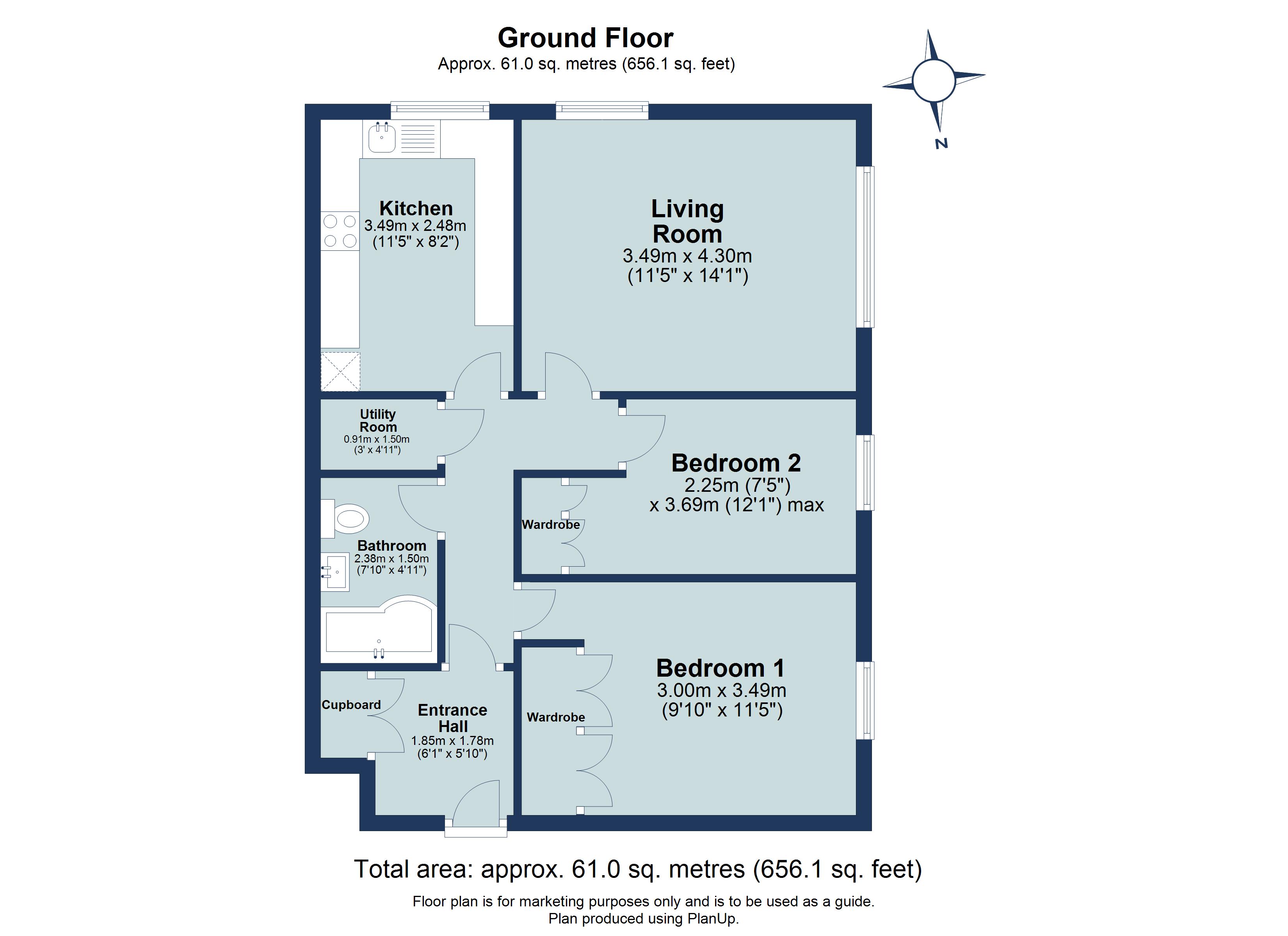 2 bed ground floor flat to rent in The Mansards, Avenue Road, St. Albans, Hertfordshire, AL1 - Property floorplan