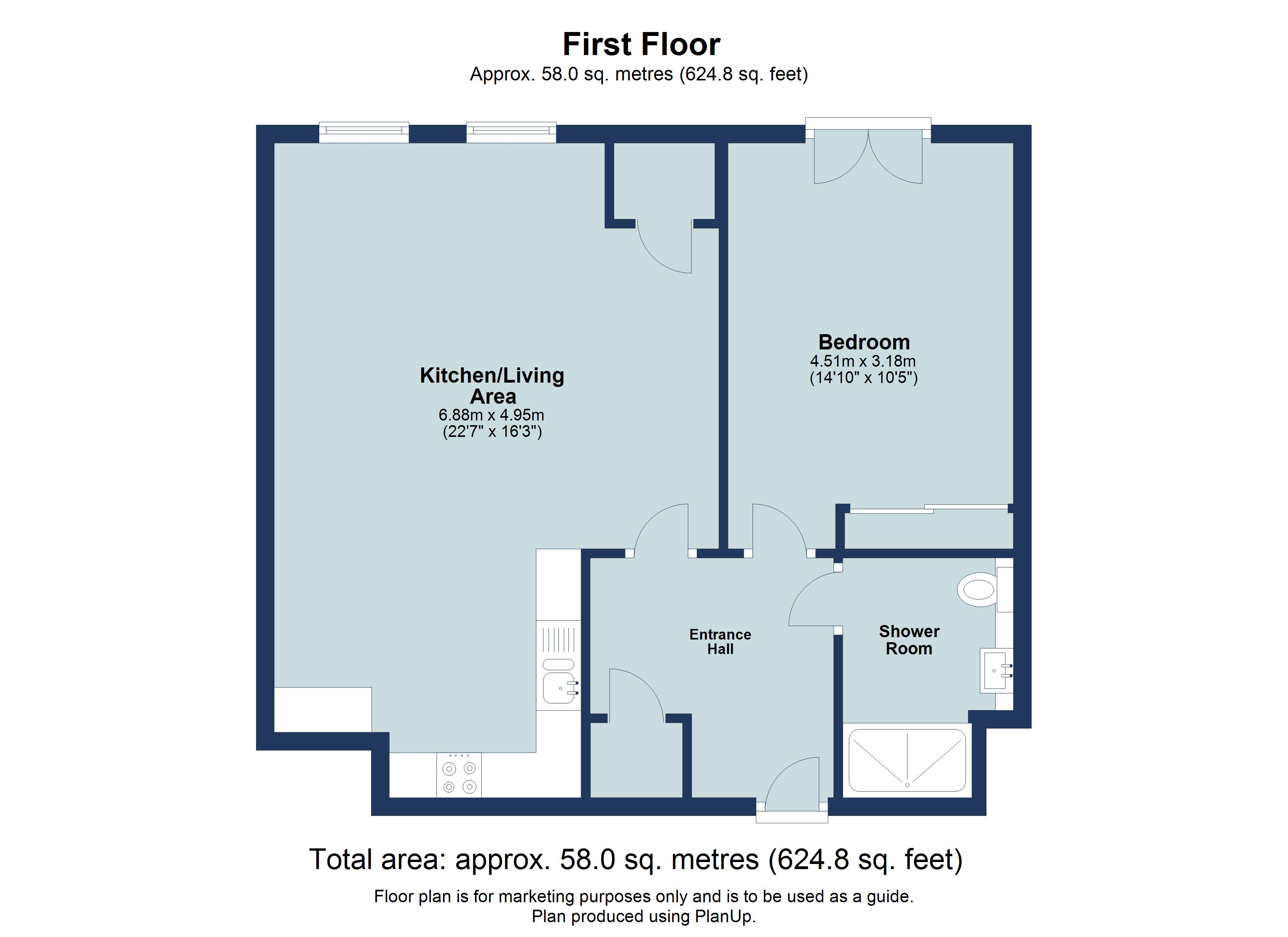 1 bed apartment for sale in Verona Court, St. Albans, Hertfordshire, AL1 - Property floorplan