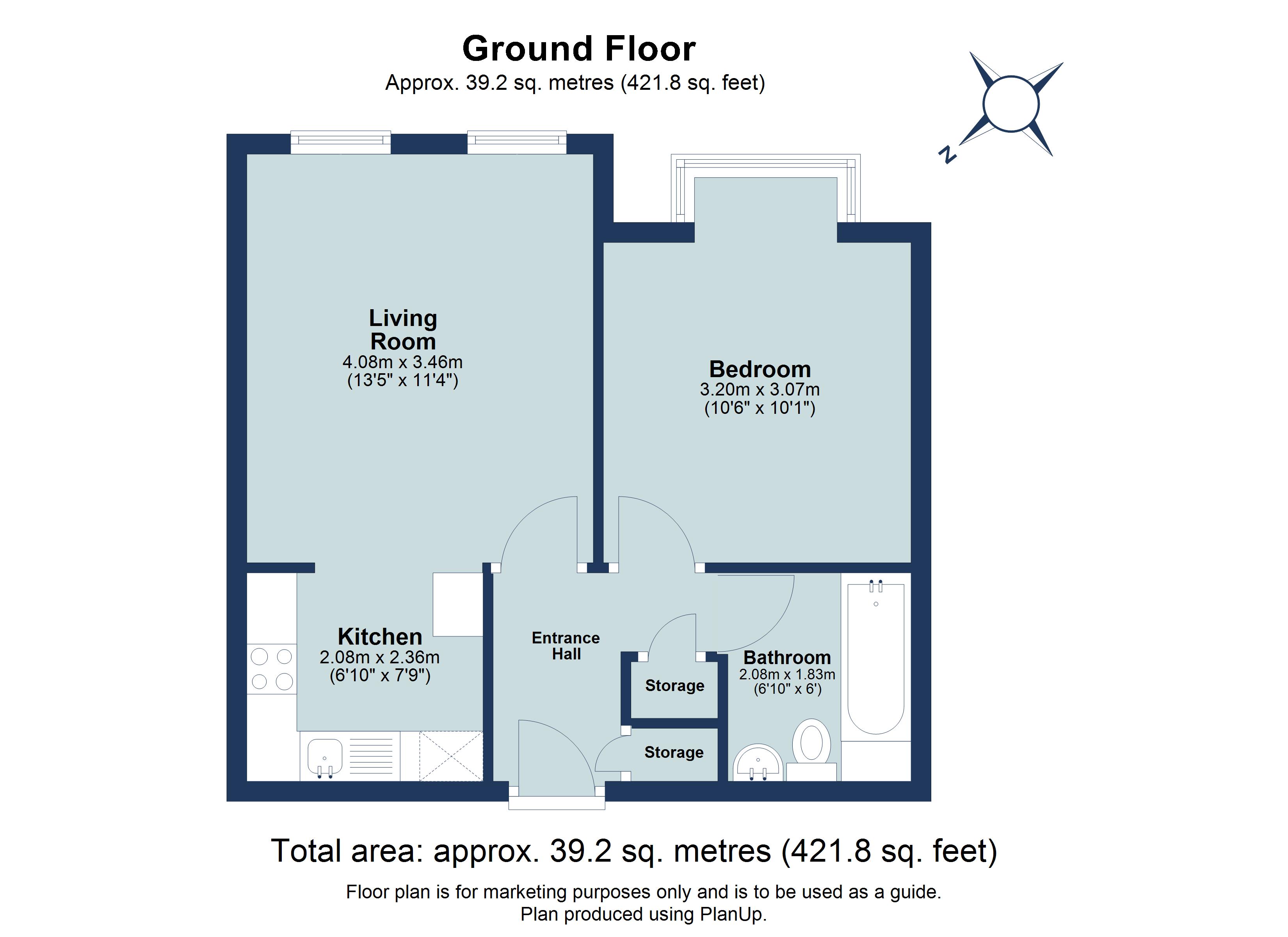 1 bed ground floor flat to rent in Stable Court, Heath Road, St. Albans, Hertfordshire, AL1 - Property floorplan