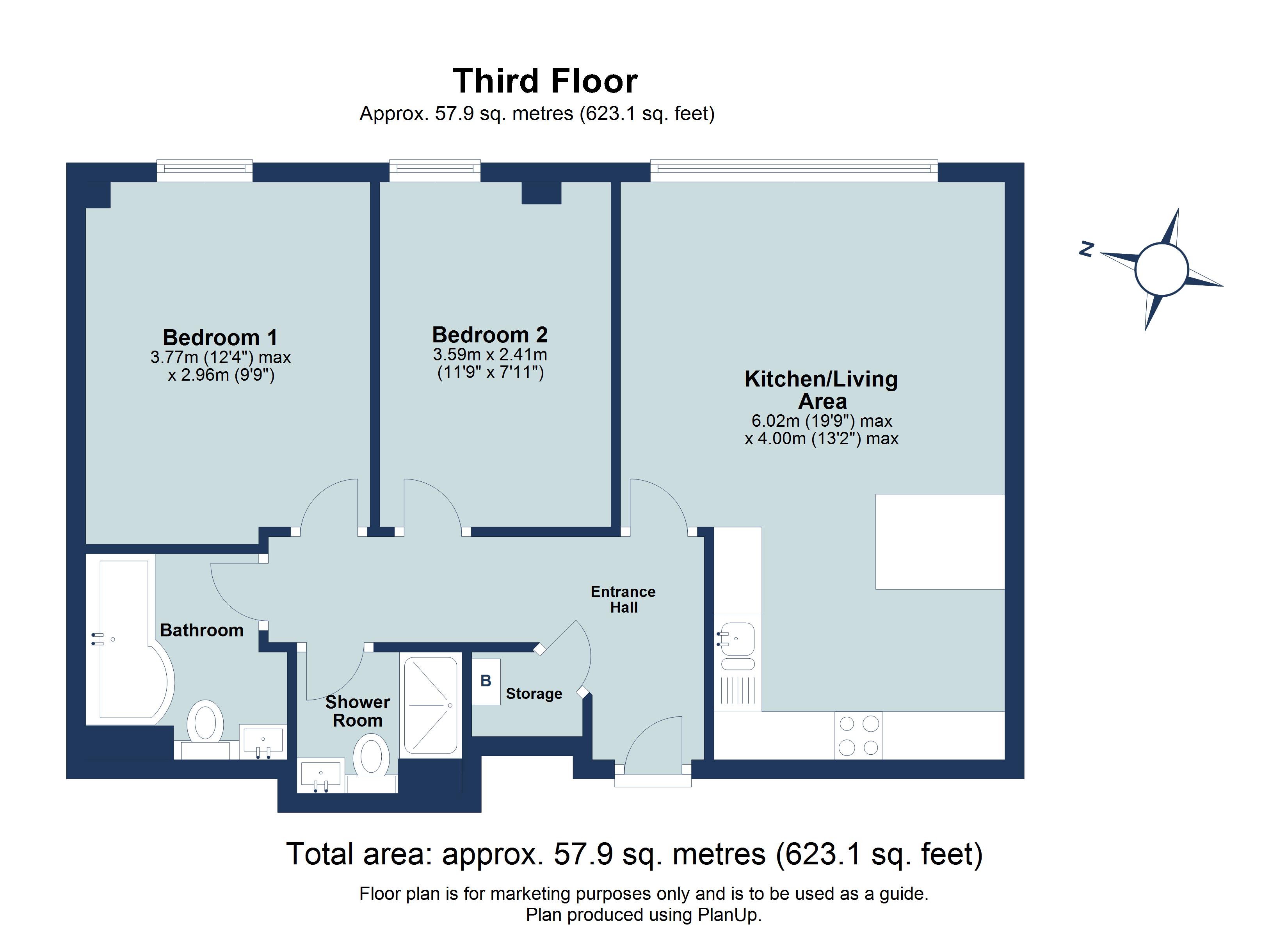 2 bed apartment to rent in Ridgmont Plaza, Ridgmont Road, St. Albans, Hertfordshire, AL1 - Property floorplan