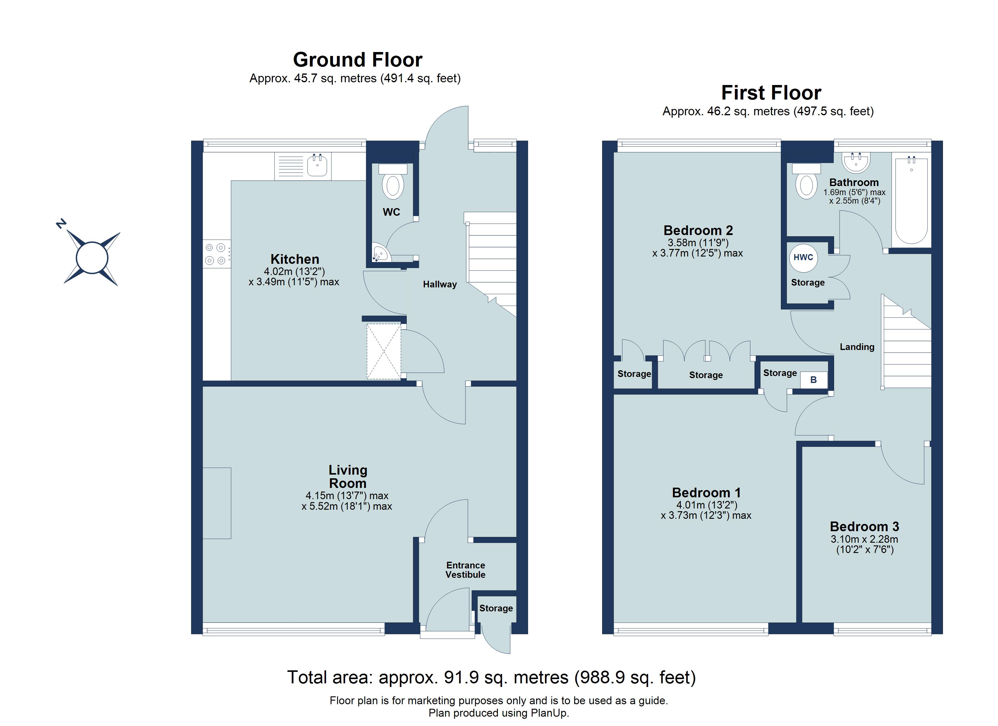 3 bed terraced house for sale in Chiltern Road, St. Albans, Hertfordshire, AL4 - Property floorplan