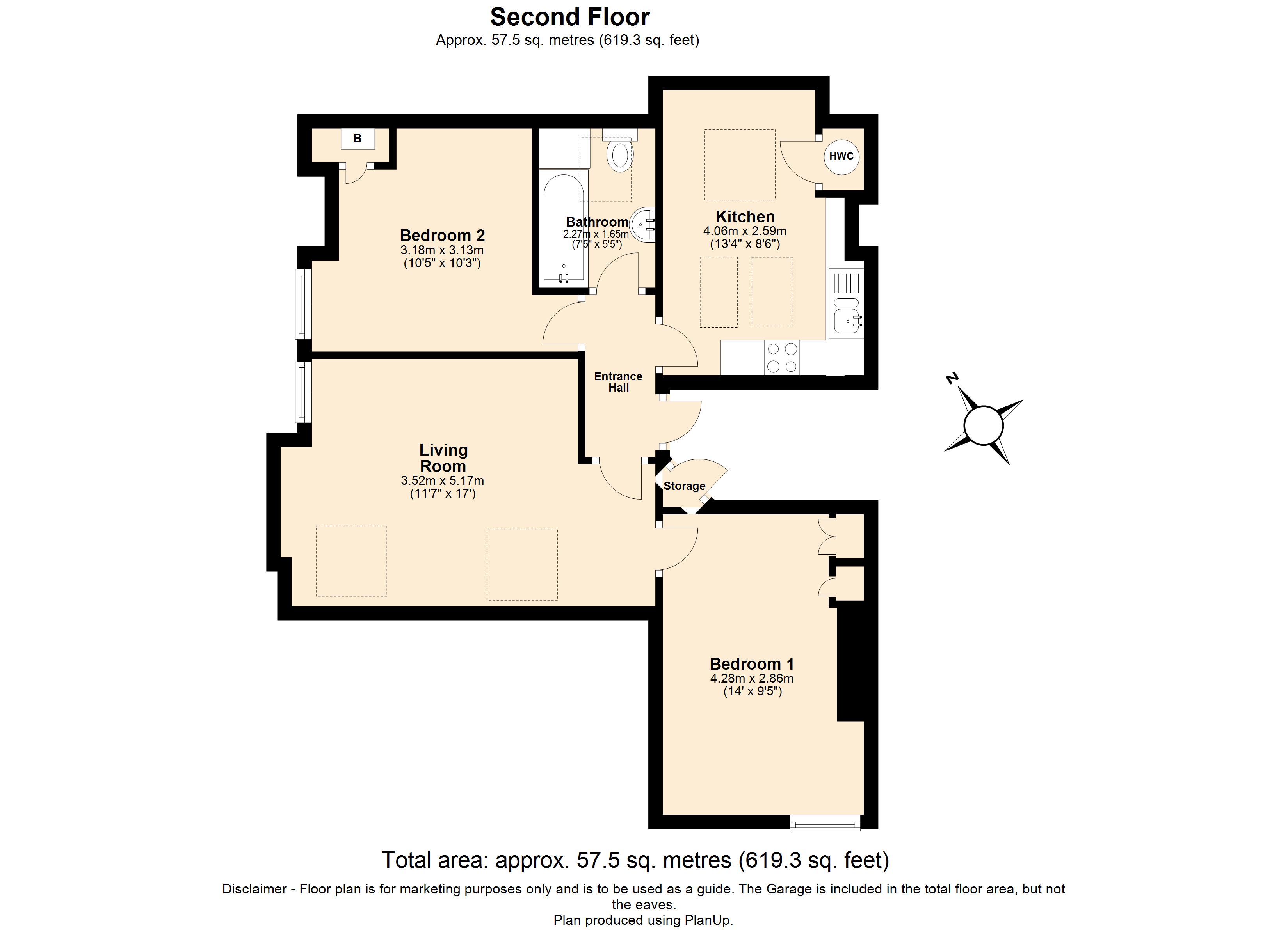 2 bed apartment to rent in Wilton Court, 14 Carlisle Avenue, St. Albans, Hertfordshire, AL3 - Property floorplan