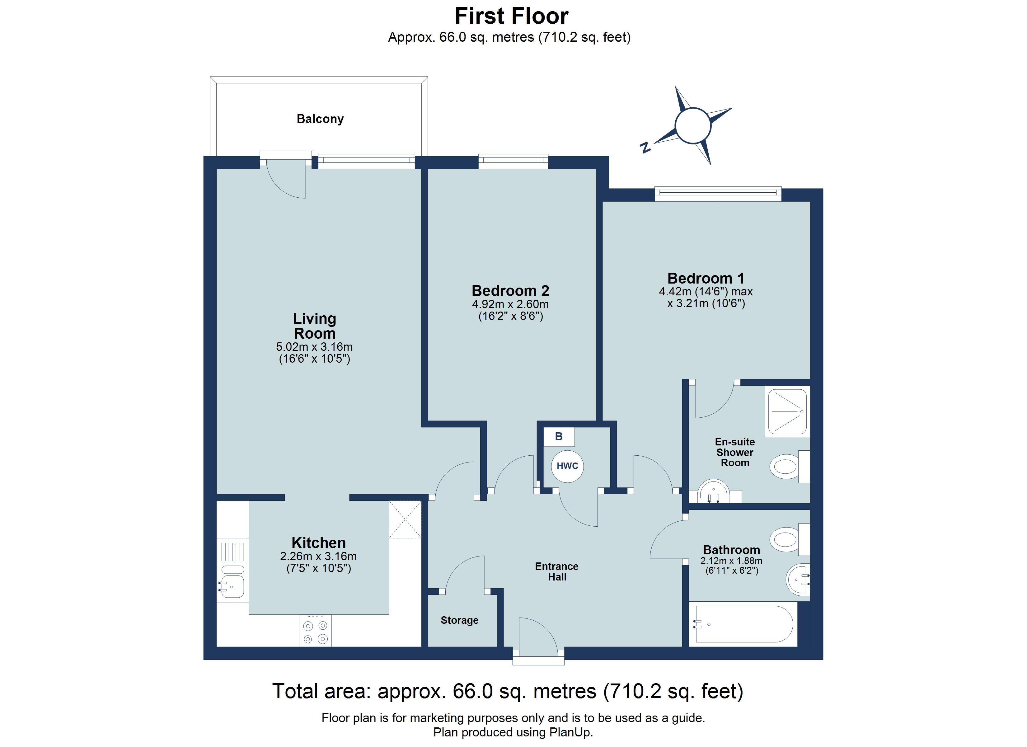 2 bed apartment for sale in Clarkson Court, Hatfield, Hertfordshire, AL10 - Property floorplan