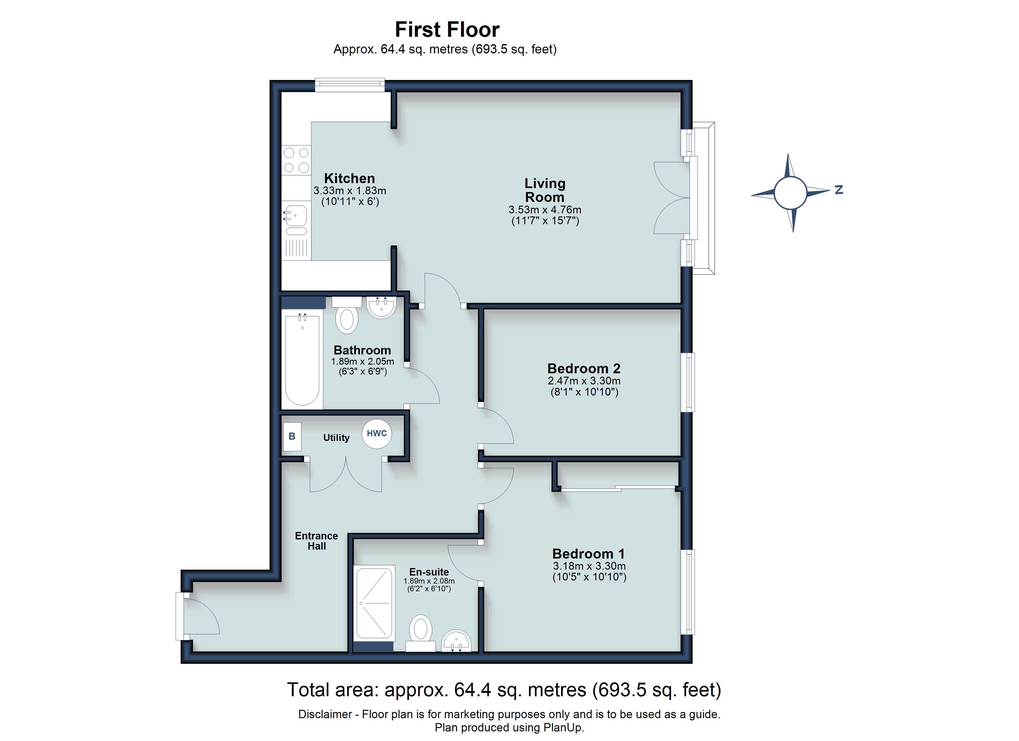 2 bed apartment to rent in Cobalt Court, Hedley Road, St Albans, Herts, AL1 - Property floorplan