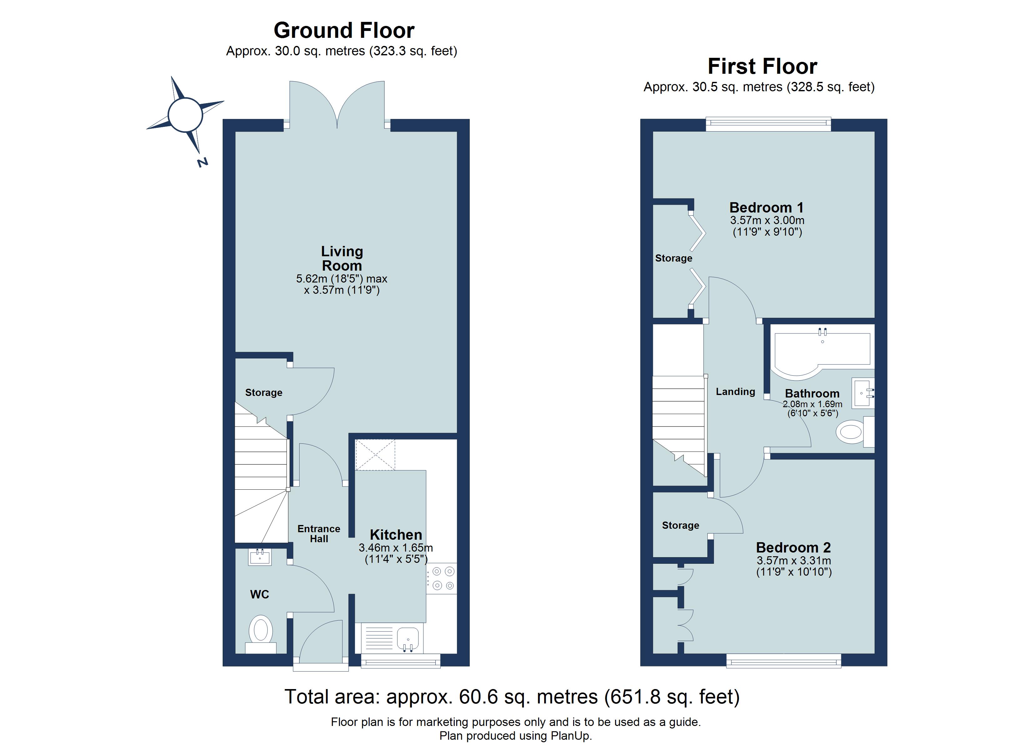 2 bed terraced house for sale in Starlight Way, St Albans, Hertfordshire, AL4 - Property floorplan