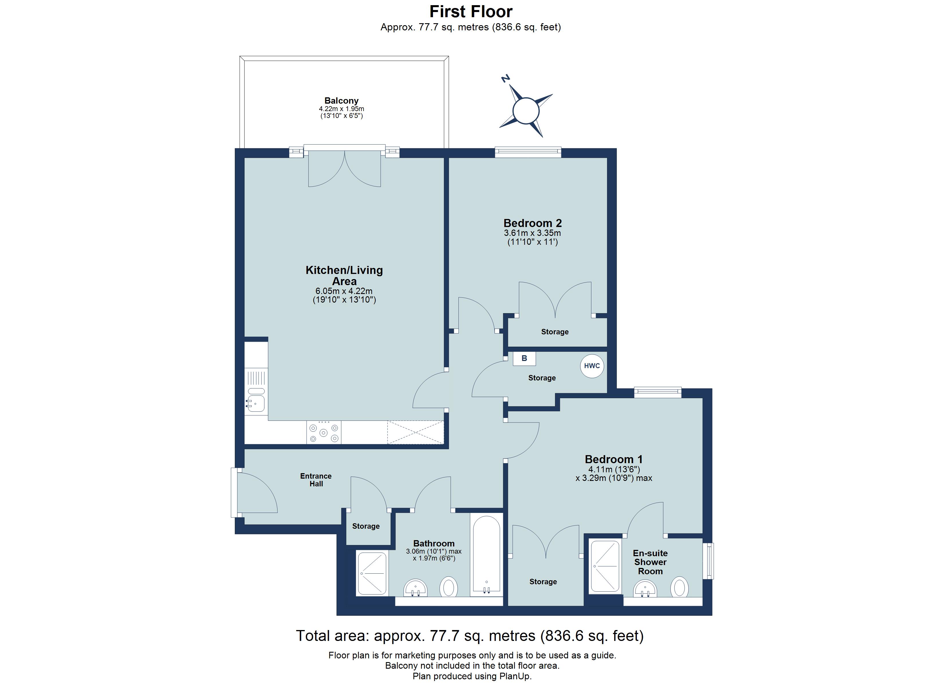 2 bed apartment for sale in Watling House, London Road, St. Albans, Hertfordshire, AL1 - Property floorplan