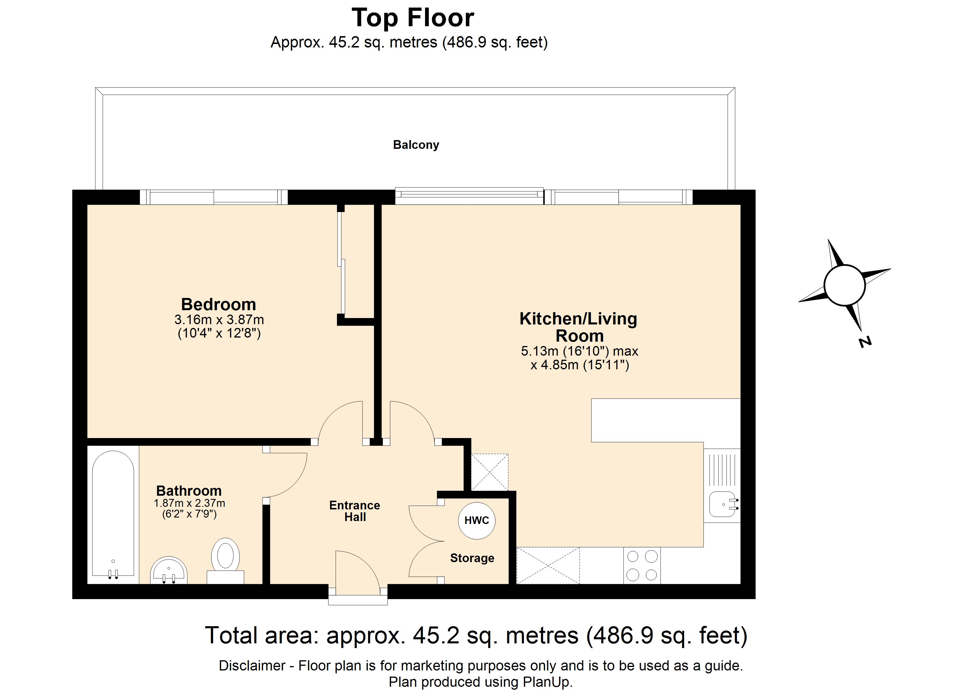 1 bed penthouse to rent in Whitley Court, Hatfield Road, Newsom Place, St Albans, Hertfordshire, AL1 - Property floorplan