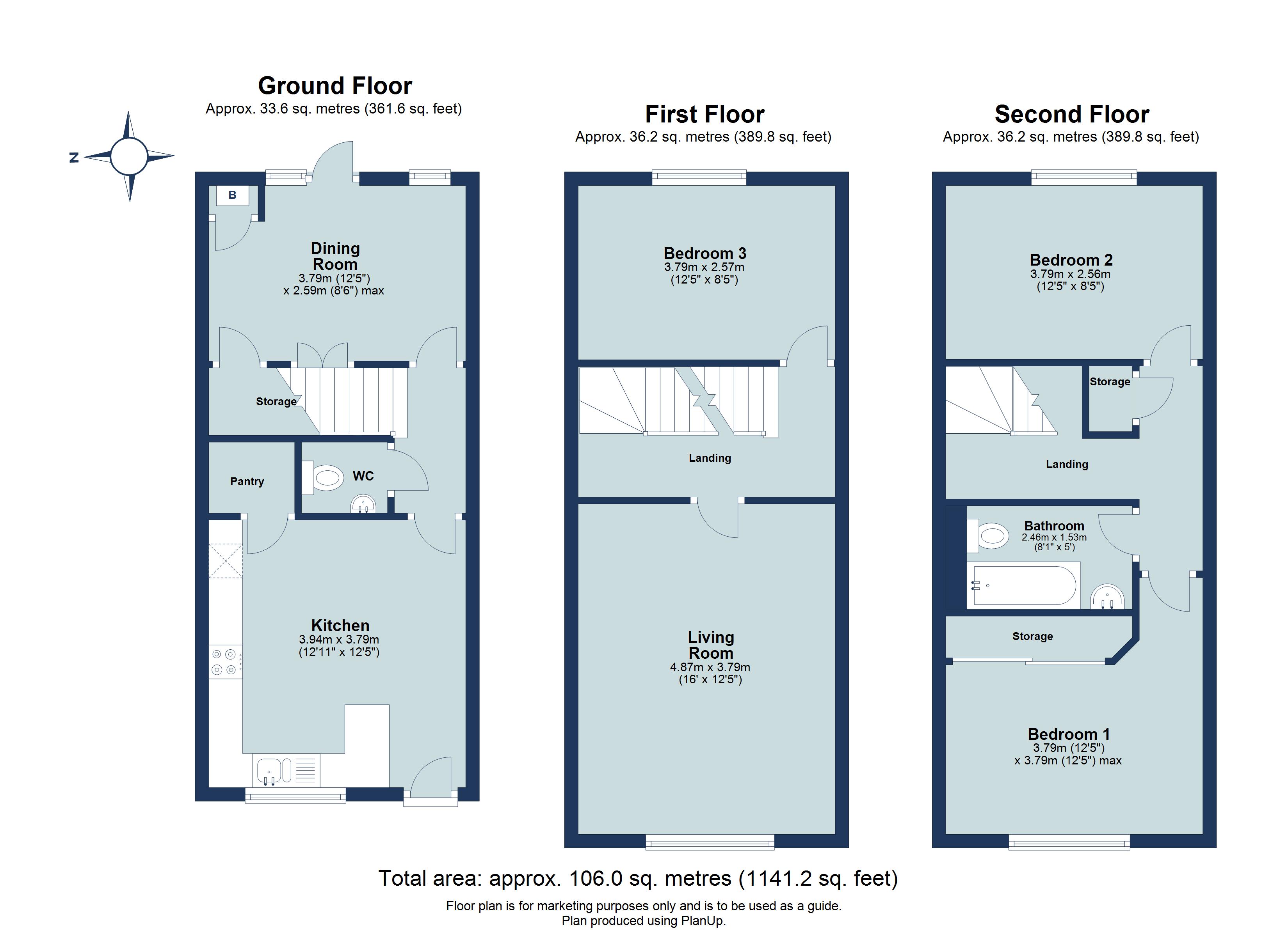 3 bed terraced house to rent in Elm Lawns Close, Avenue Road, St. Albans, Hertfordshire, AL1 - Property floorplan