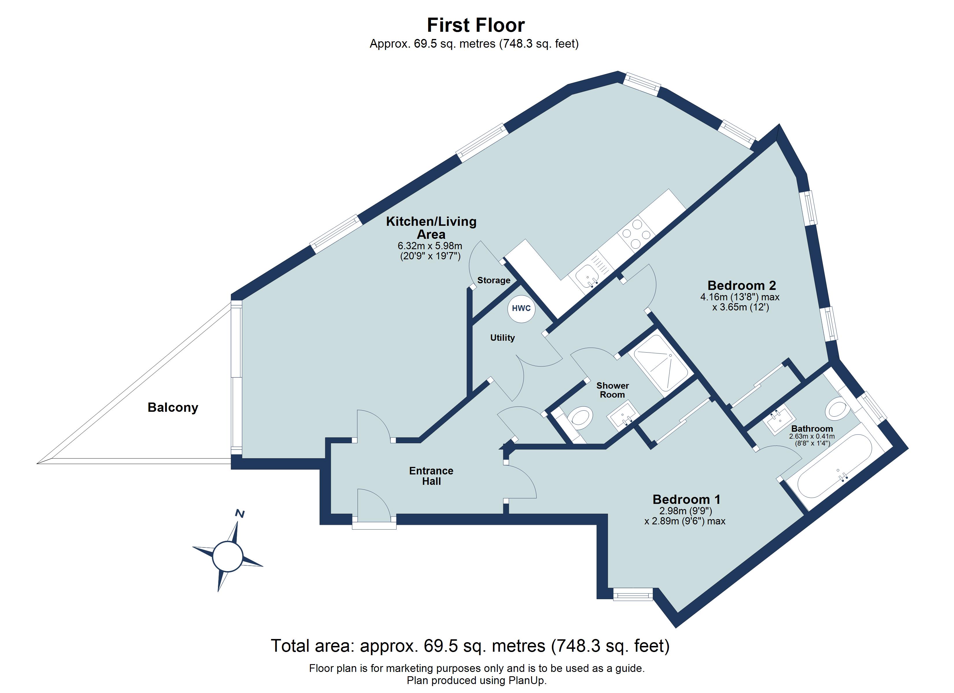 2 bed apartment to rent in Butlers Yard, Drovers Way, St. Albans, Hertfordshire, AL3 - Property floorplan