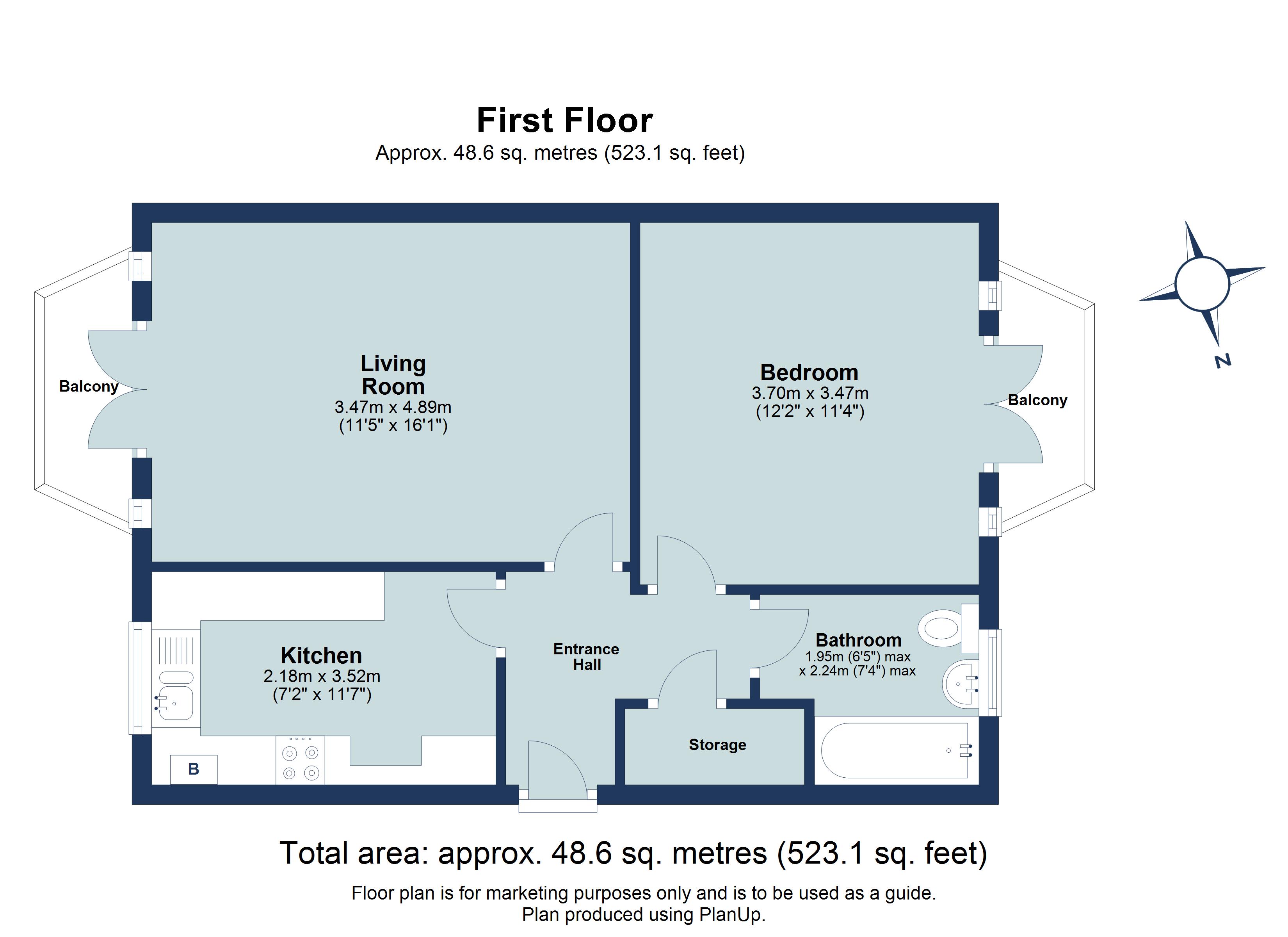 1 bed apartment to rent in Ashtree Court, Granville Road, St Albans, Hertfordshire, AL1 - Property floorplan