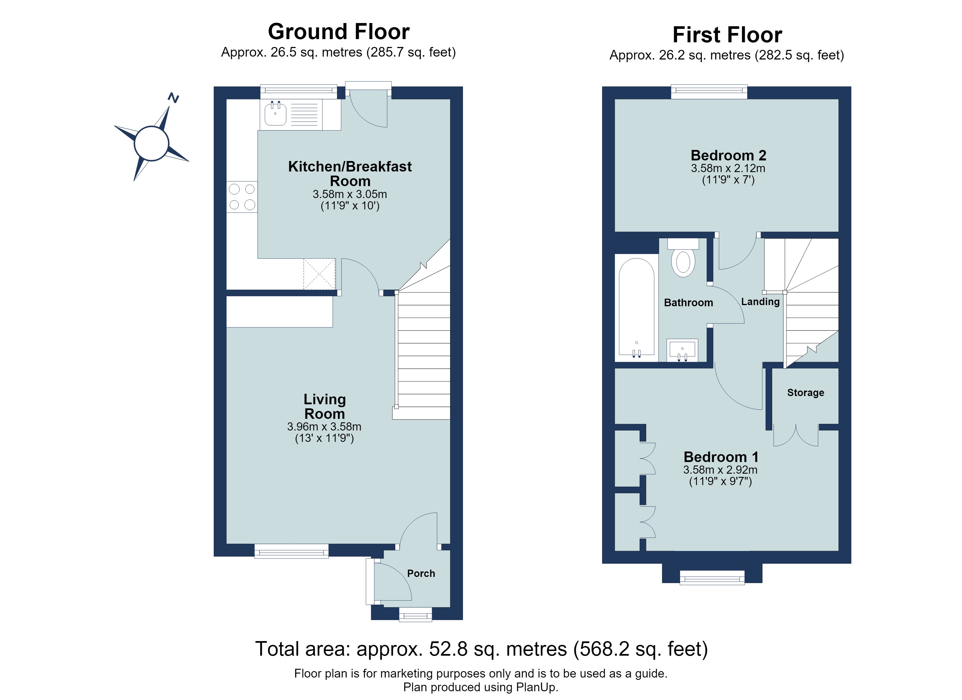 2 bed terraced house for sale in High Grove, St Albans, Hertfordshire, AL3 - Property floorplan